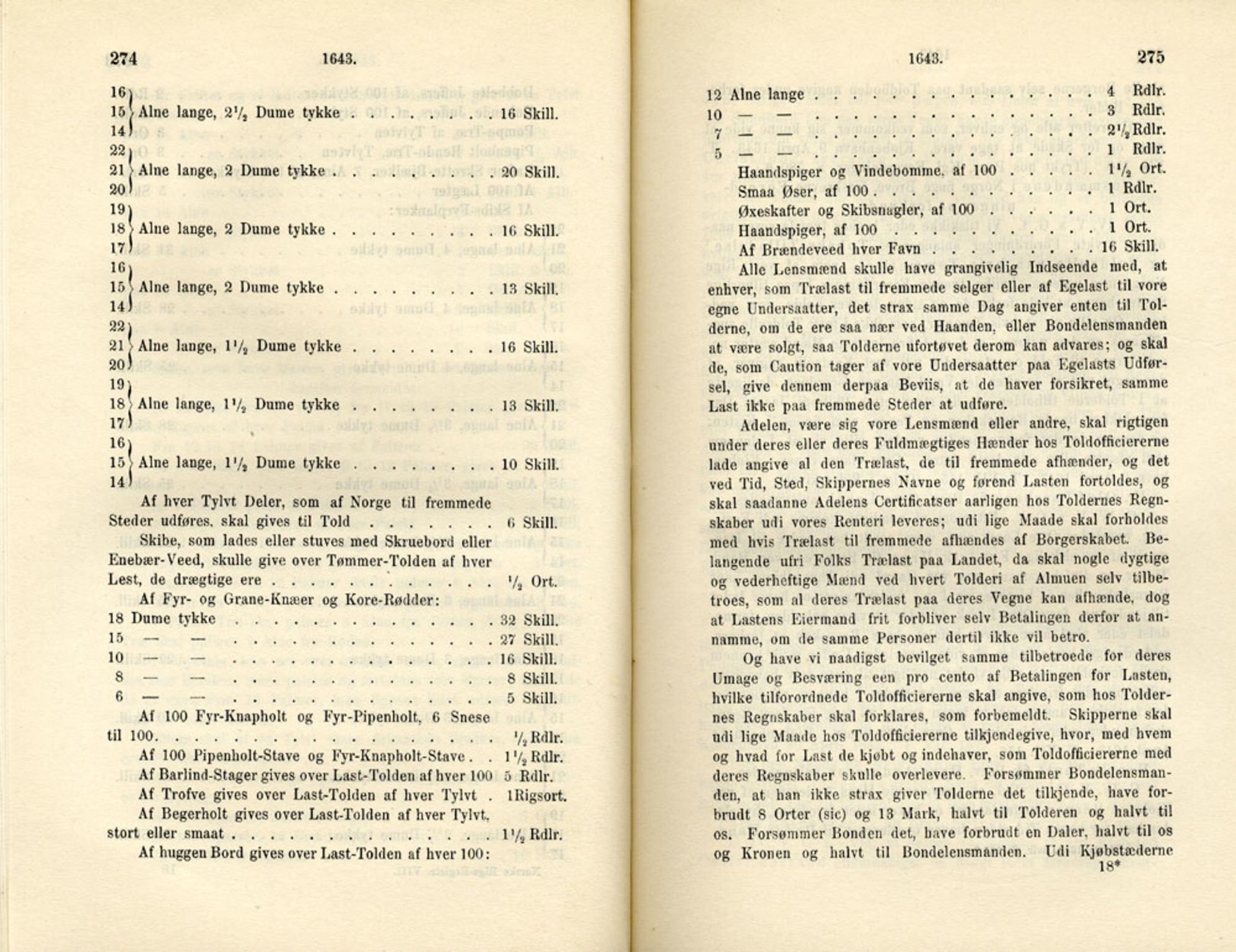 Publikasjoner utgitt av Det Norske Historiske Kildeskriftfond, PUBL/-/-/-: Norske Rigs-Registranter, bind 8, 1641-1648, p. 274-275