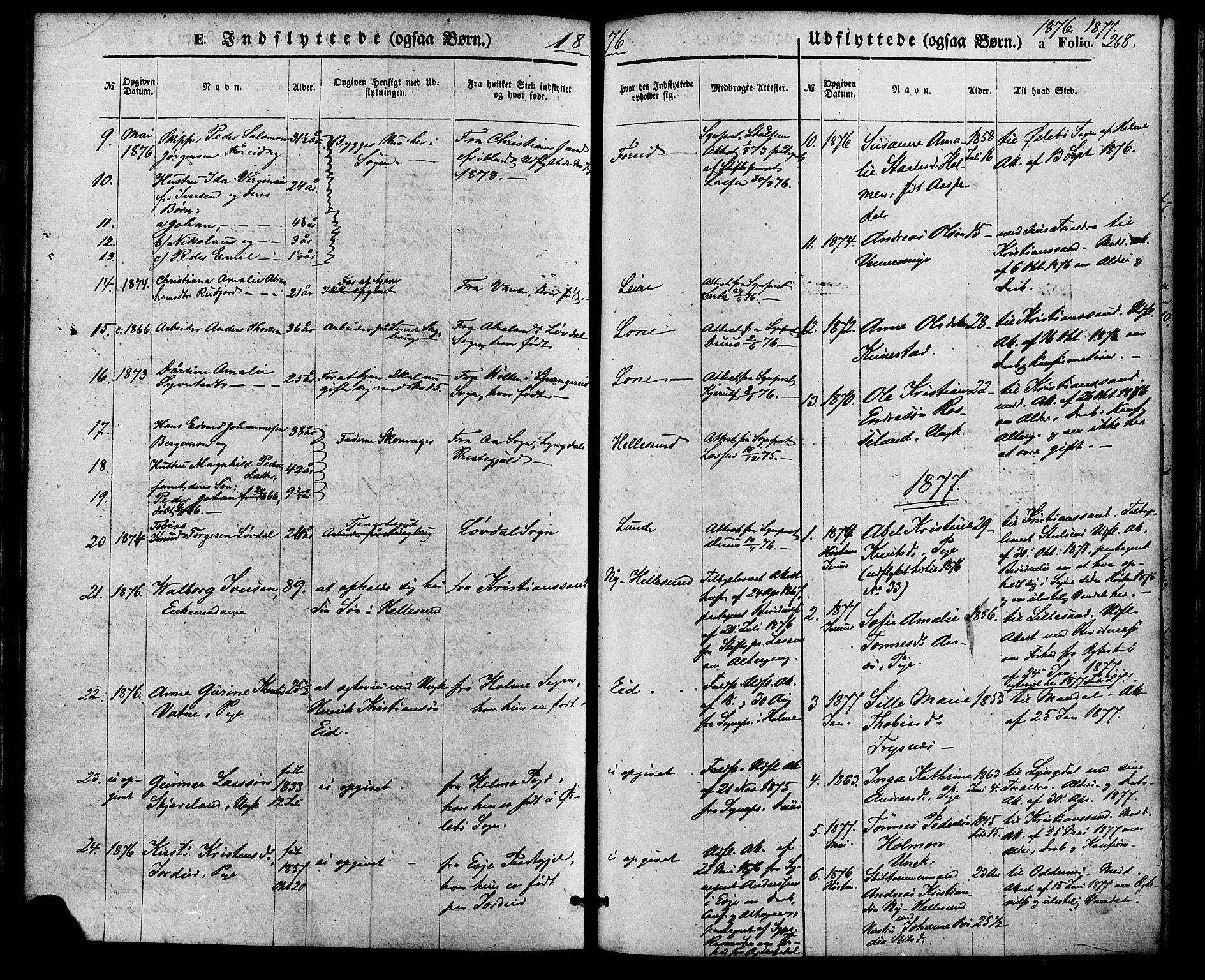 Søgne sokneprestkontor, SAK/1111-0037/F/Fa/Fab/L0011: Parish register (official) no. A 11, 1869-1879, p. 268