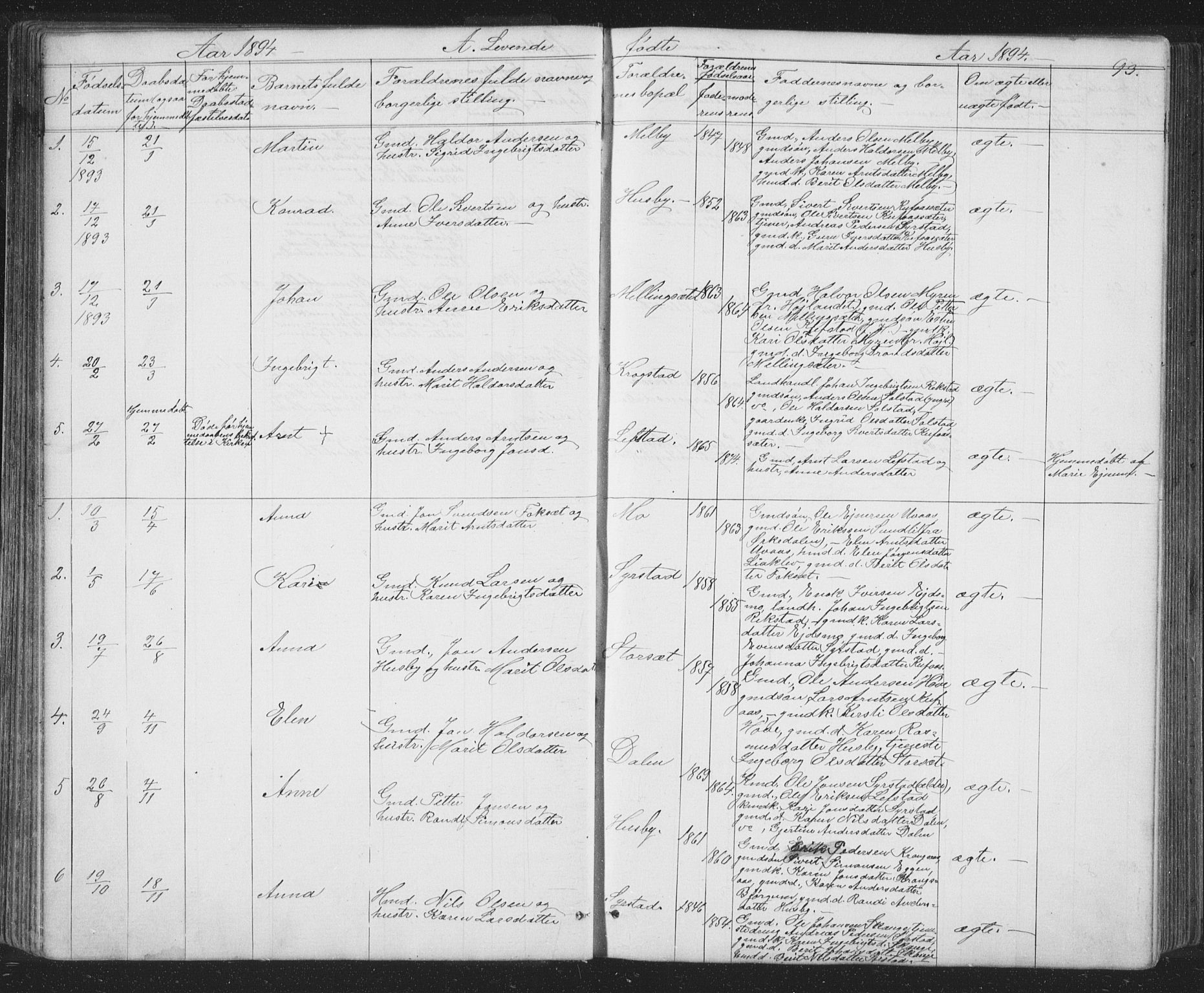 Ministerialprotokoller, klokkerbøker og fødselsregistre - Sør-Trøndelag, SAT/A-1456/667/L0798: Parish register (copy) no. 667C03, 1867-1929, p. 93