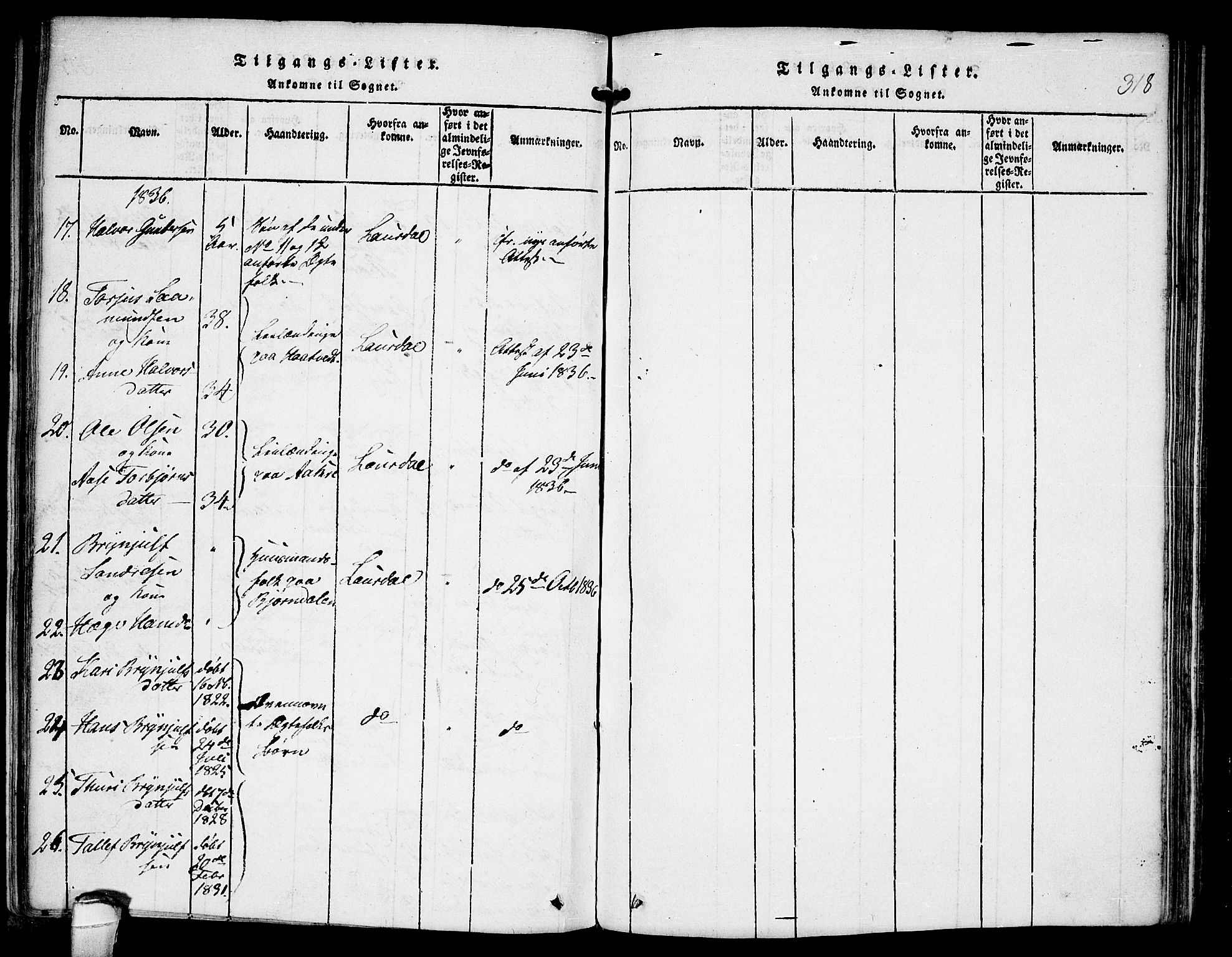 Kviteseid kirkebøker, SAKO/A-276/F/Fb/L0001: Parish register (official) no. II 1, 1815-1836, p. 318