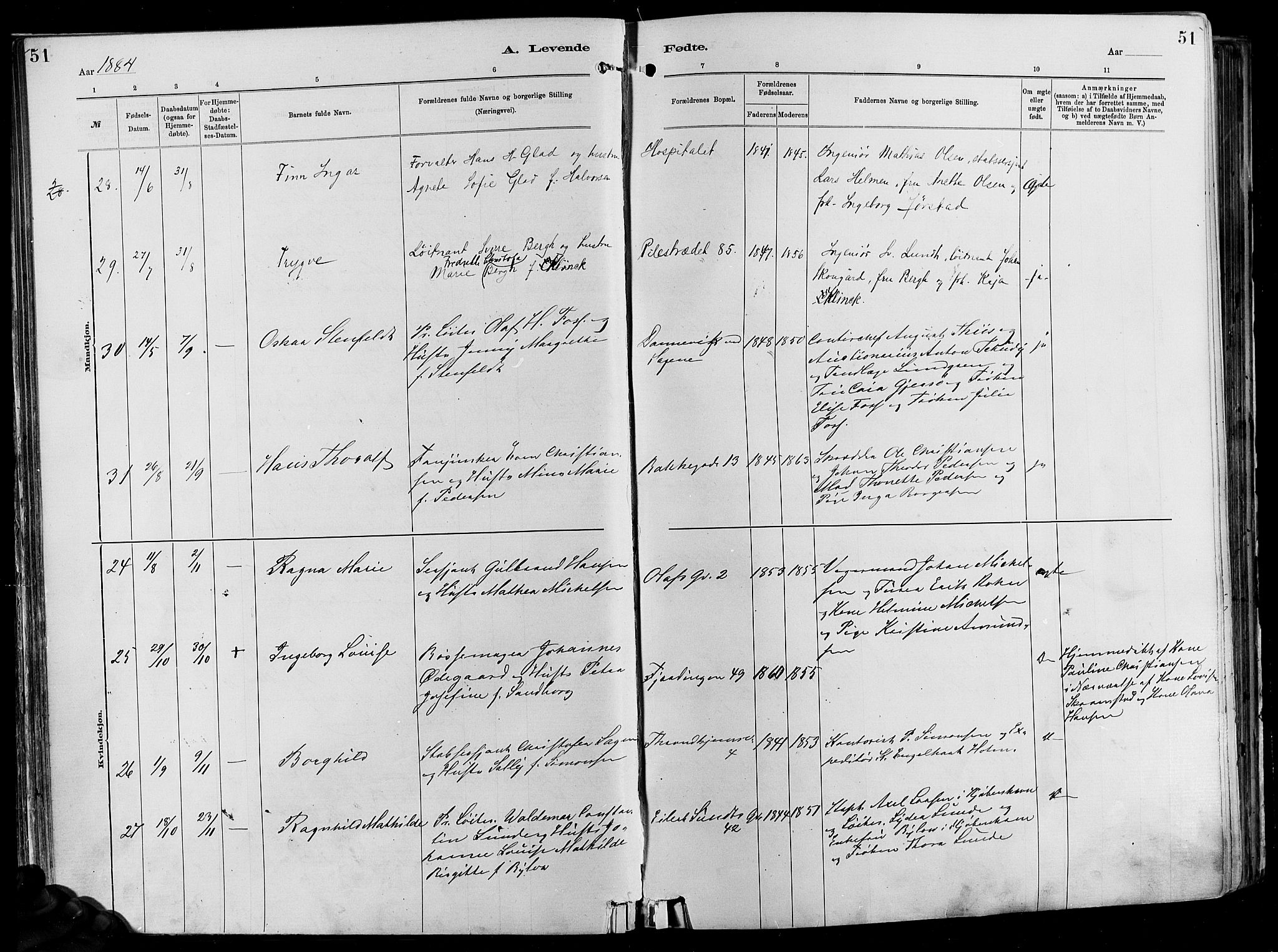 Garnisonsmenigheten Kirkebøker, SAO/A-10846/F/Fa/L0012: Parish register (official) no. 12, 1880-1893, p. 51