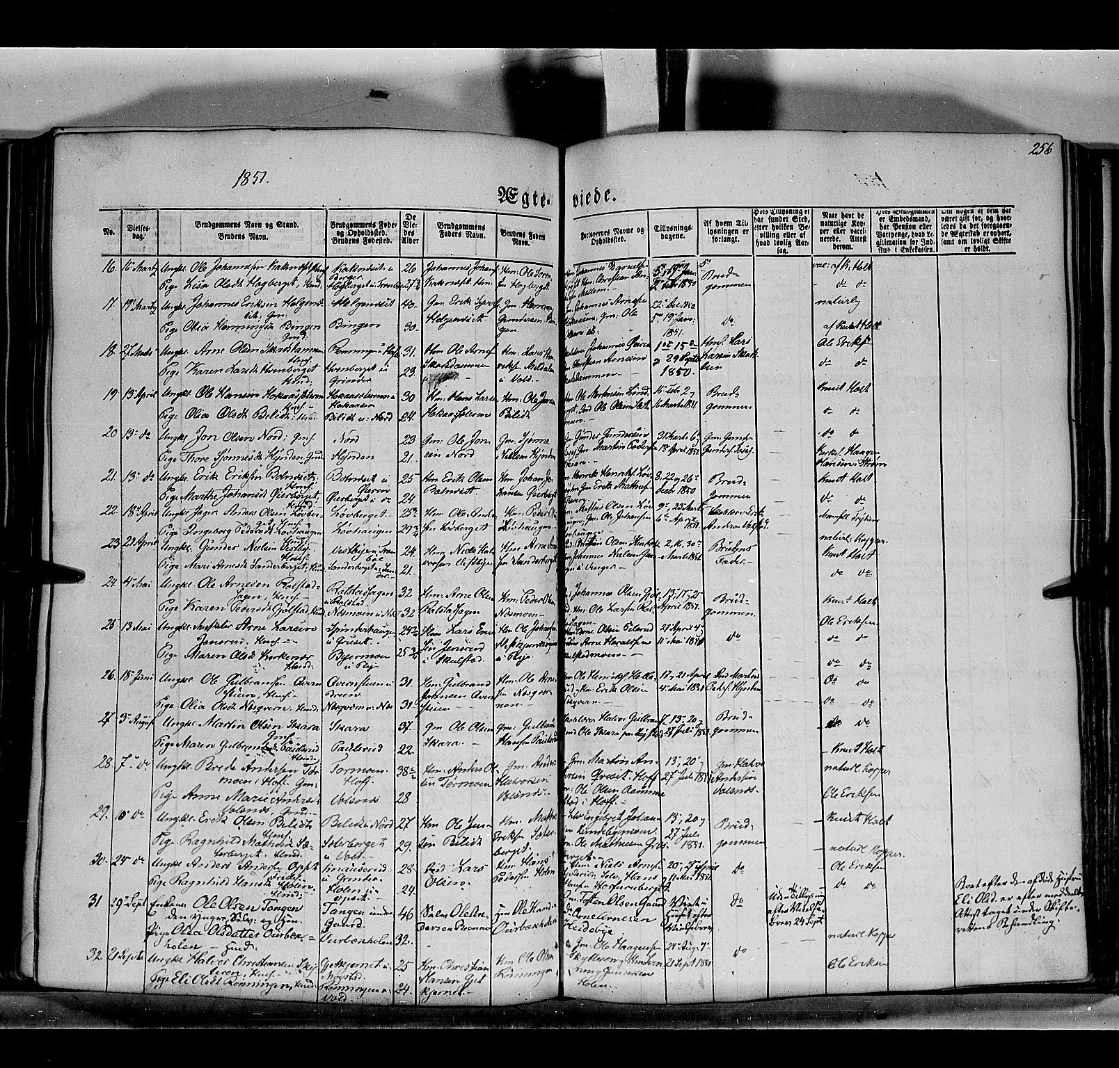 Grue prestekontor, SAH/PREST-036/H/Ha/Haa/L0008: Parish register (official) no. 8, 1847-1858, p. 256