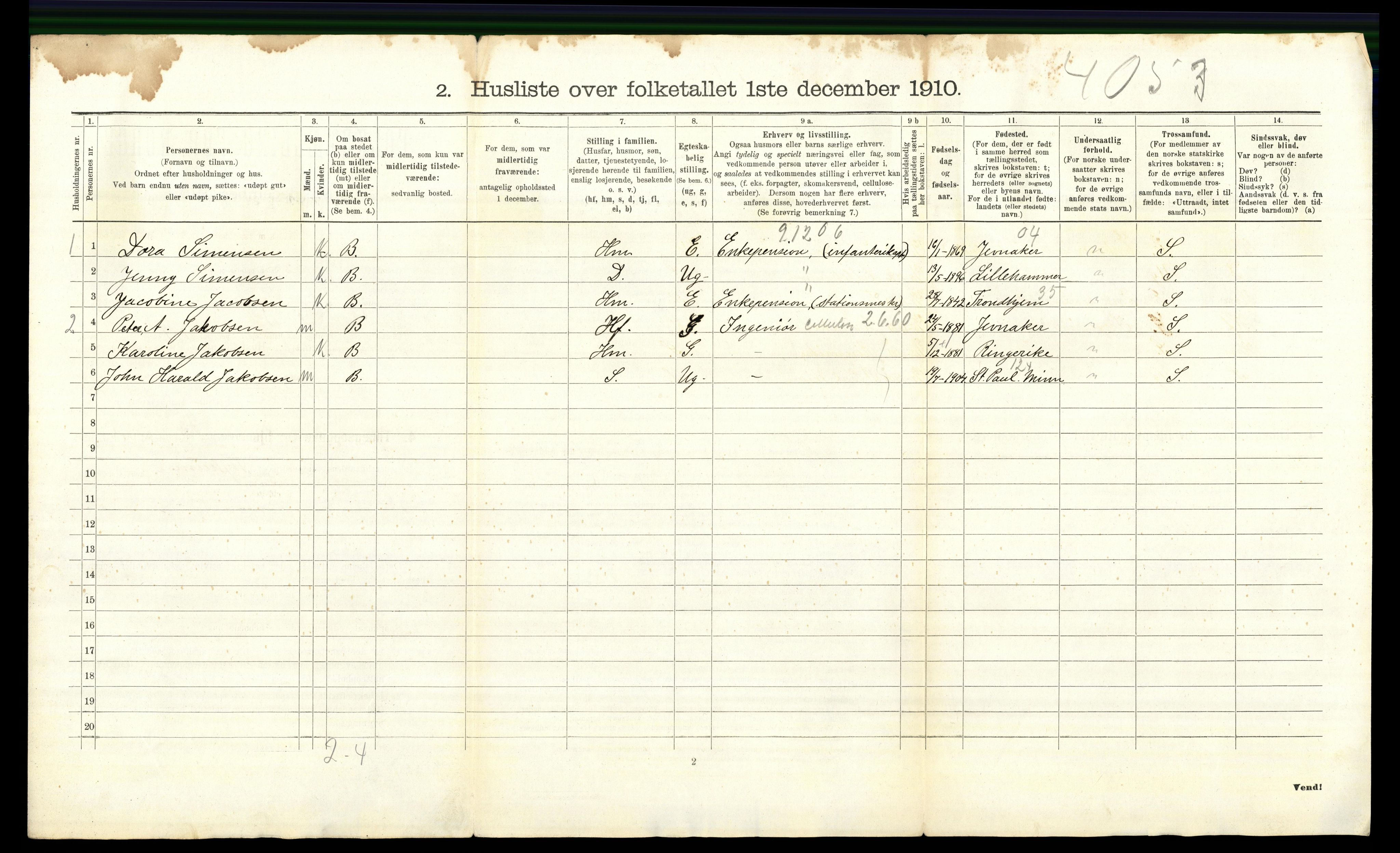 RA, 1910 census for Aker, 1910, p. 4286