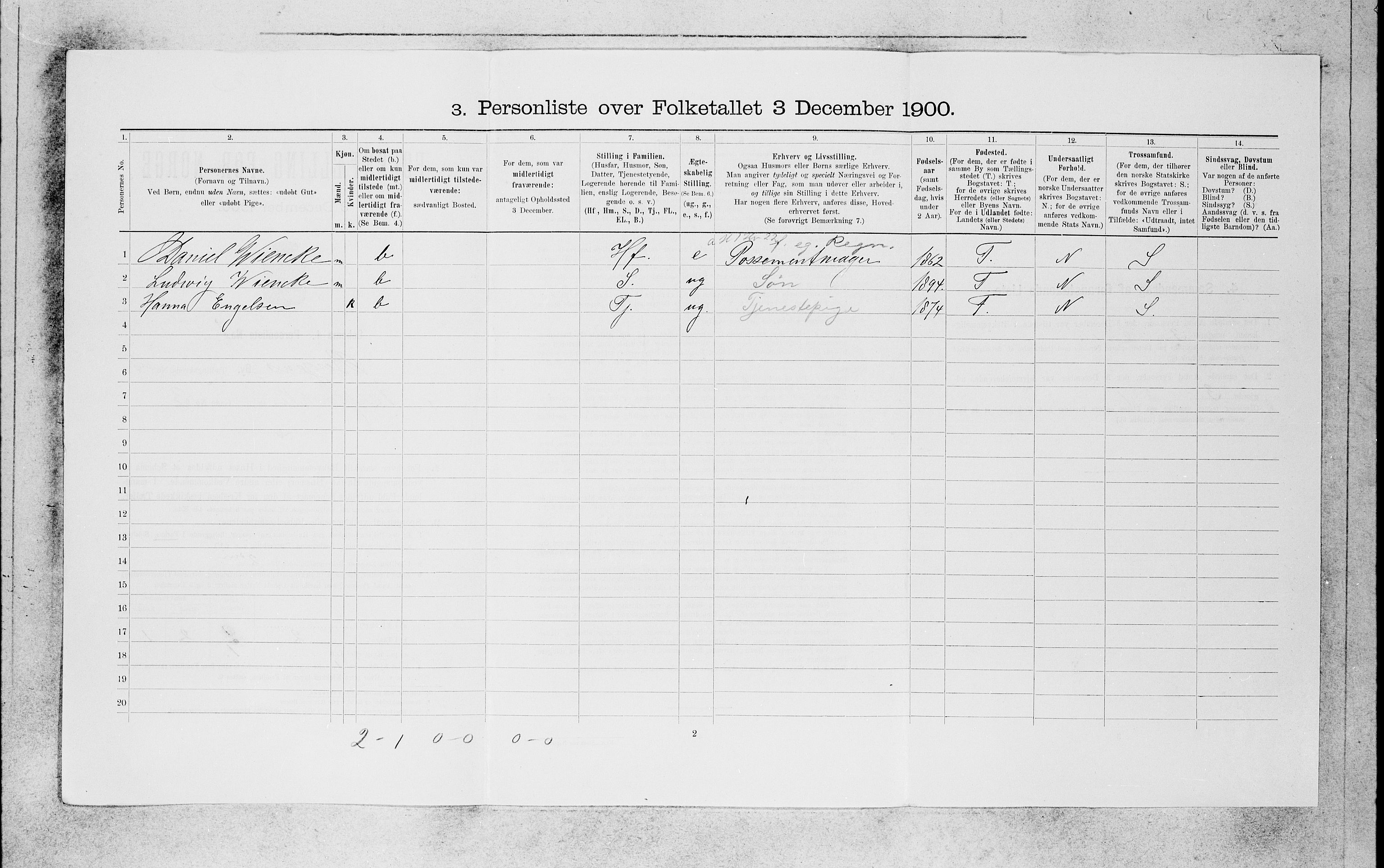 SAB, 1900 census for Bergen, 1900, p. 3040