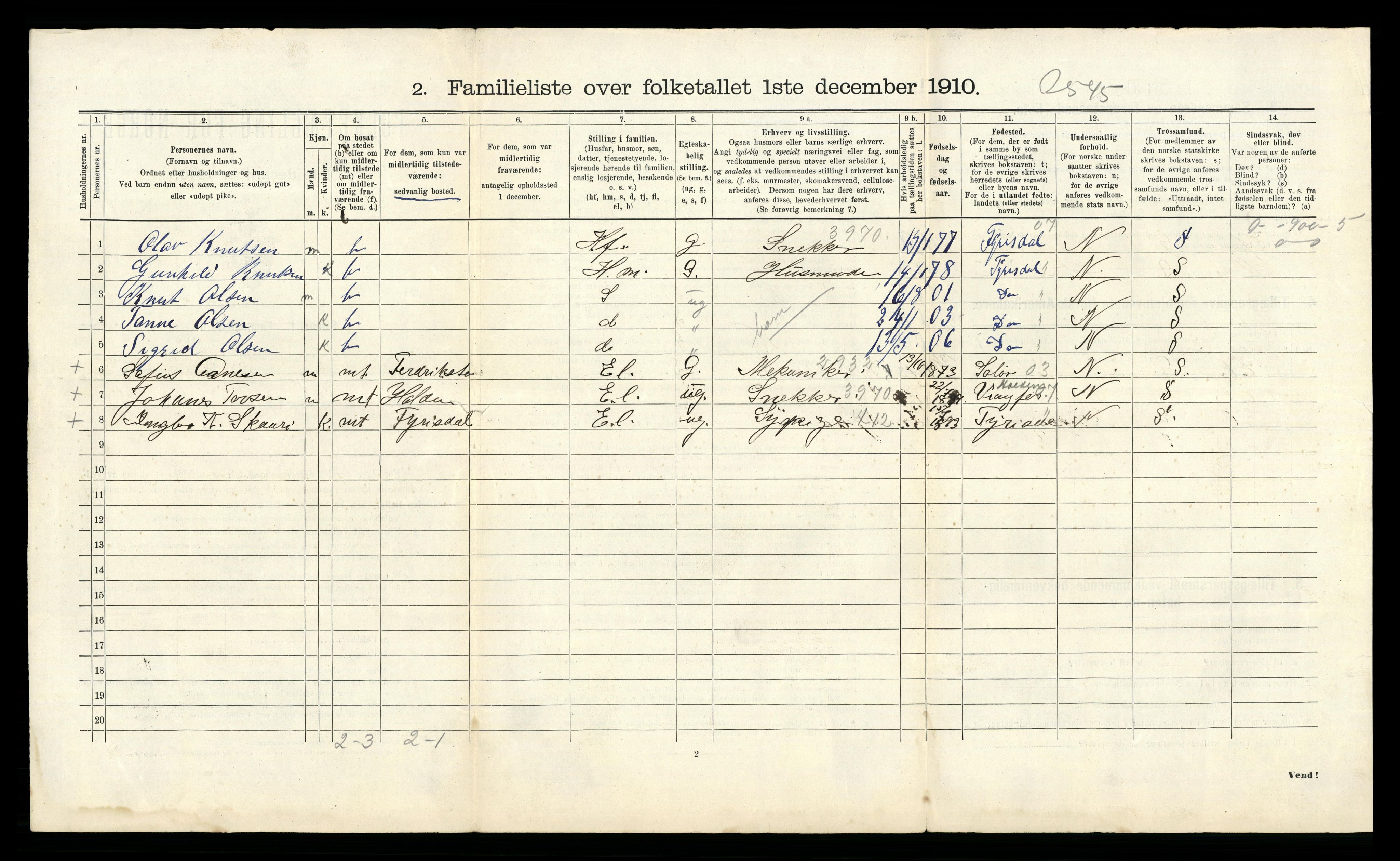 RA, 1910 census for Skien, 1910, p. 3675