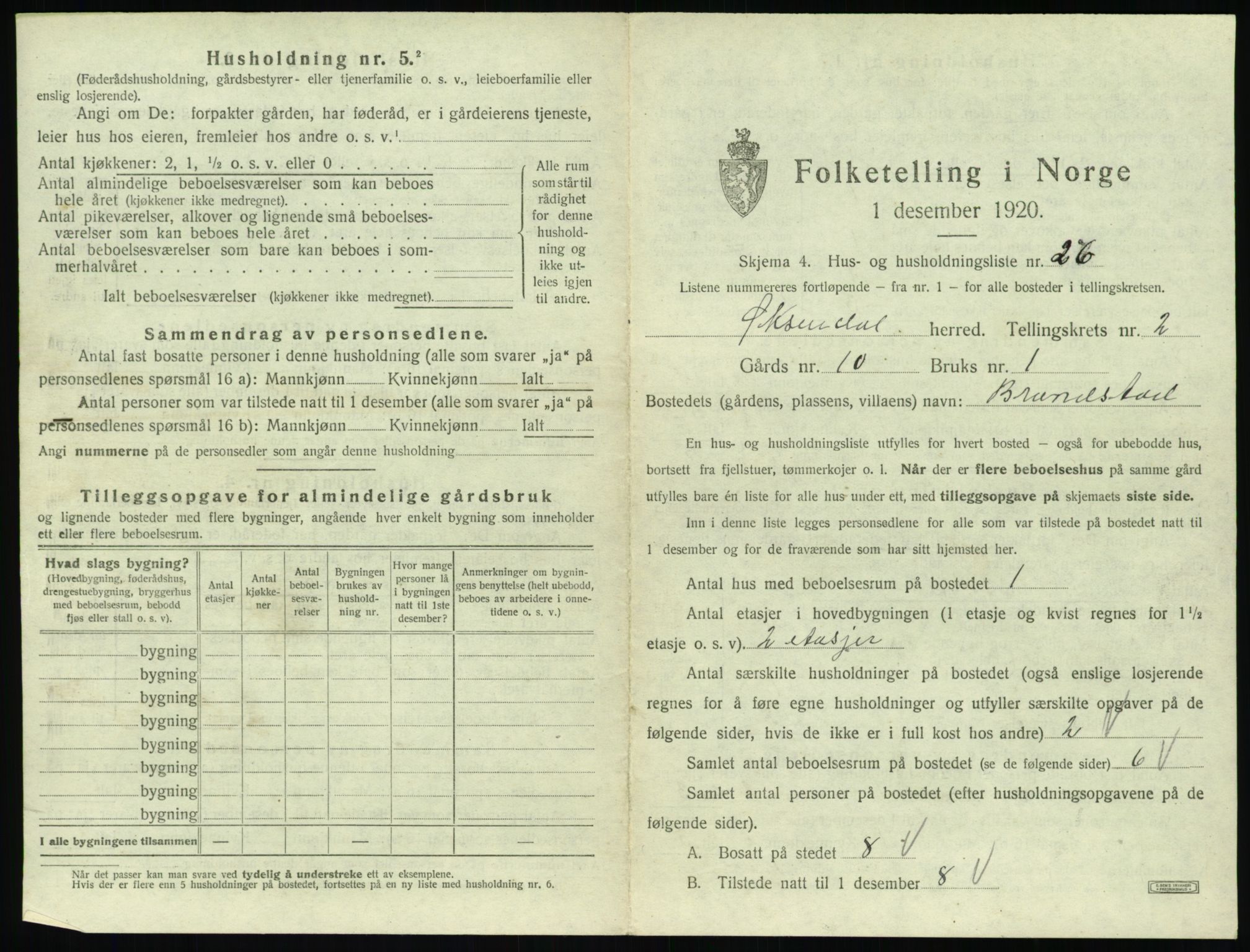 SAT, 1920 census for Øksendal, 1920, p. 173