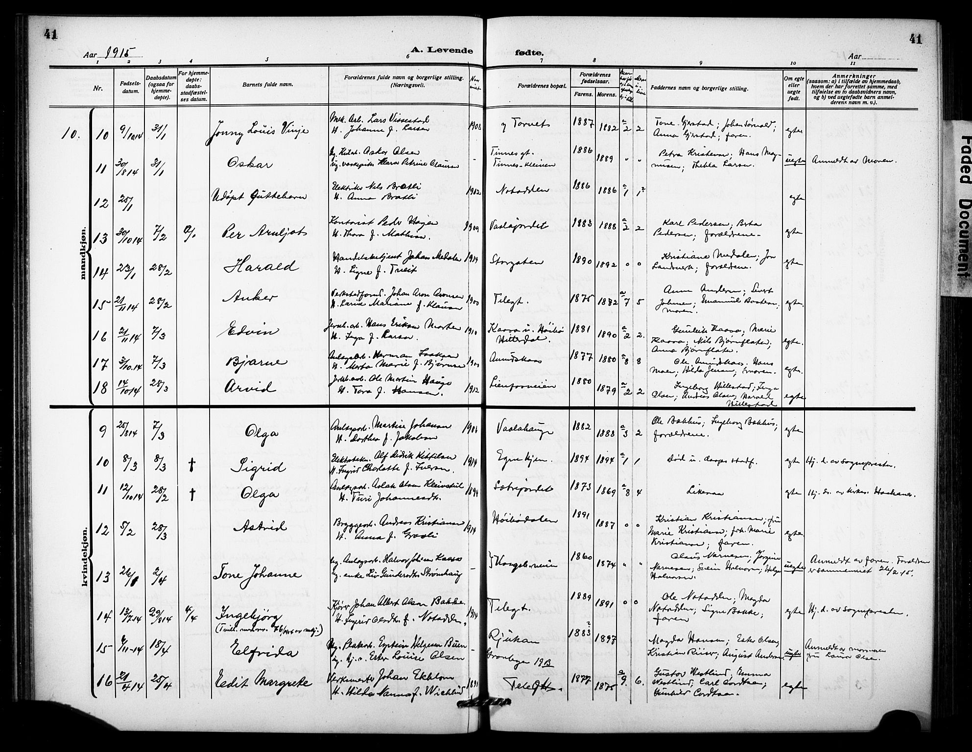 Notodden kirkebøker, AV/SAKO-A-290/G/Ga/L0001: Parish register (copy) no. 1, 1912-1923, p. 41