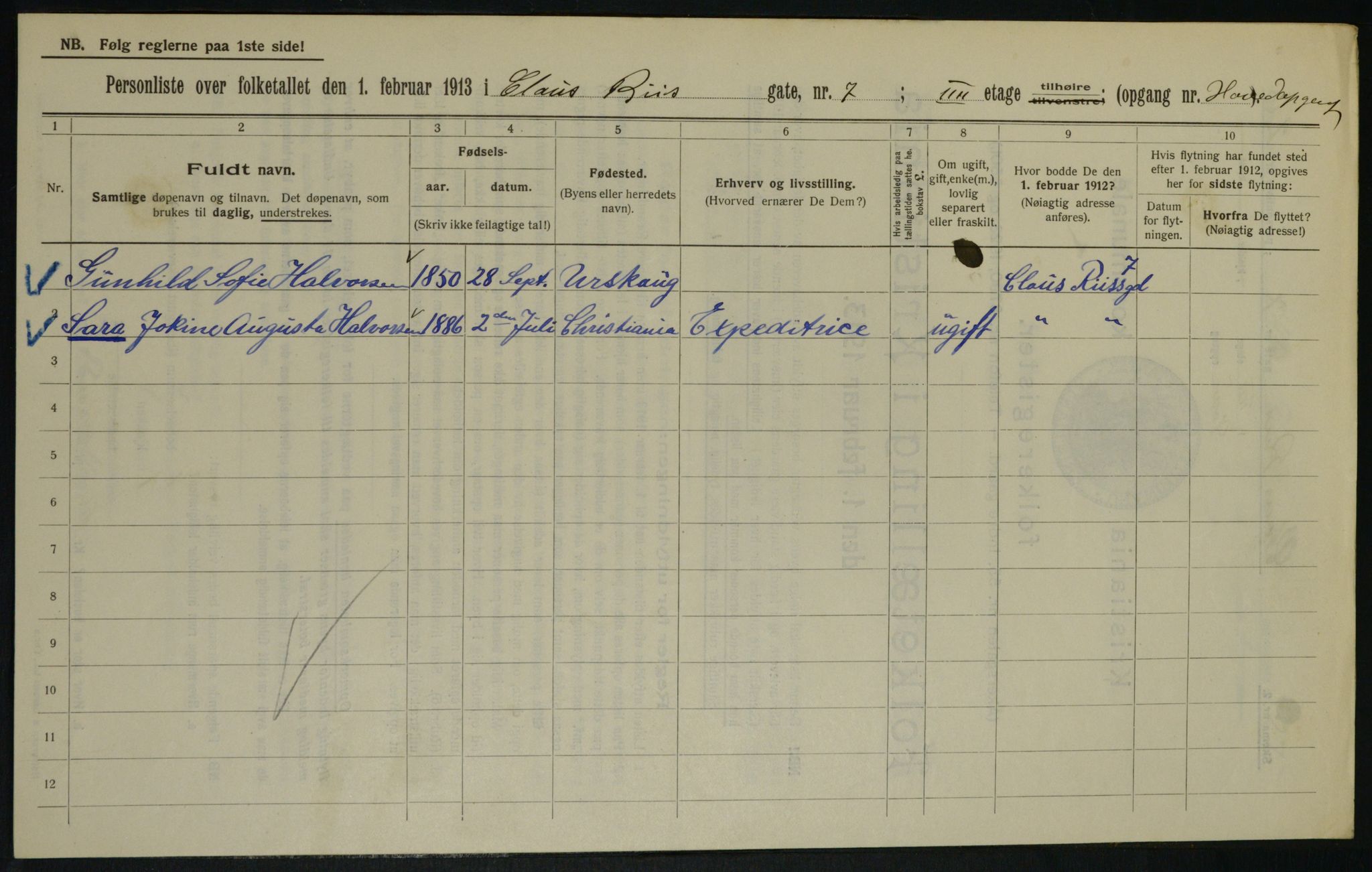 OBA, Municipal Census 1913 for Kristiania, 1913, p. 12804