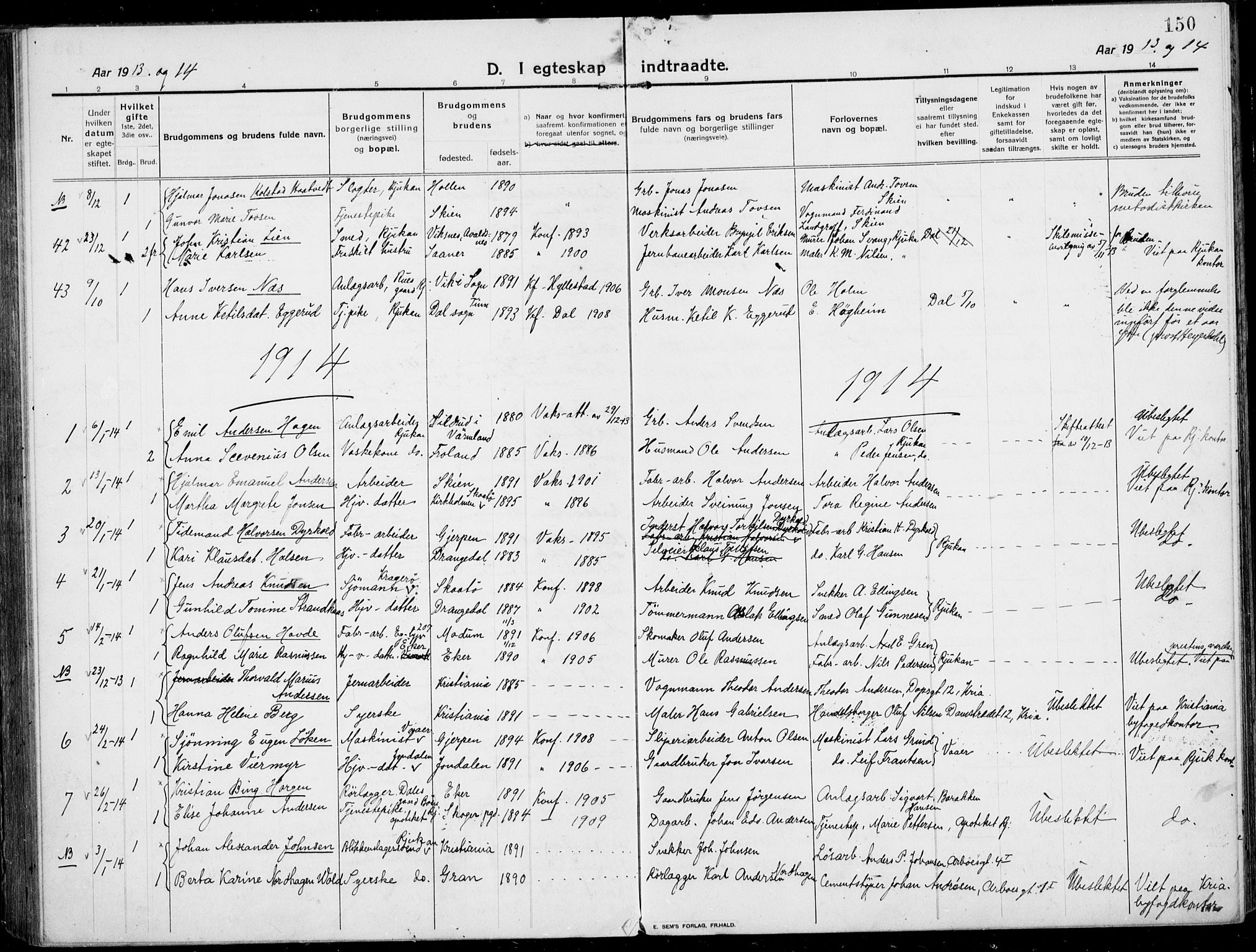 Rjukan kirkebøker, SAKO/A-294/F/Fa/L0002: Parish register (official) no. 2, 1912-1917, p. 150