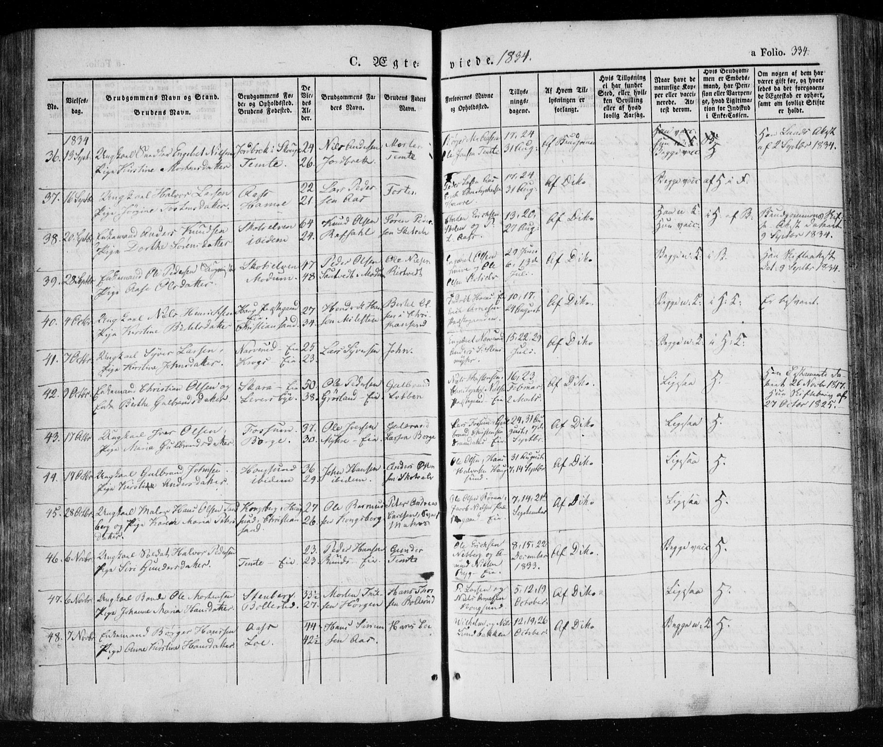 Eiker kirkebøker, AV/SAKO-A-4/F/Fa/L0013a: Parish register (official) no. I 13A, 1832-1845, p. 334