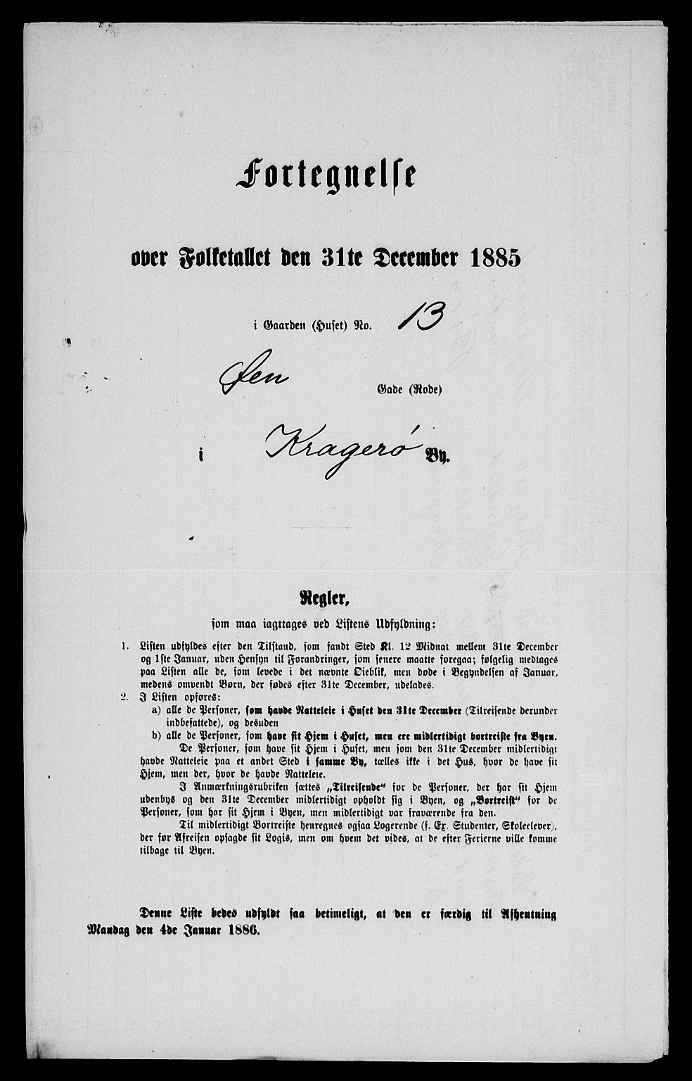 SAKO, 1885 census for 0801 Kragerø, 1885, p. 485