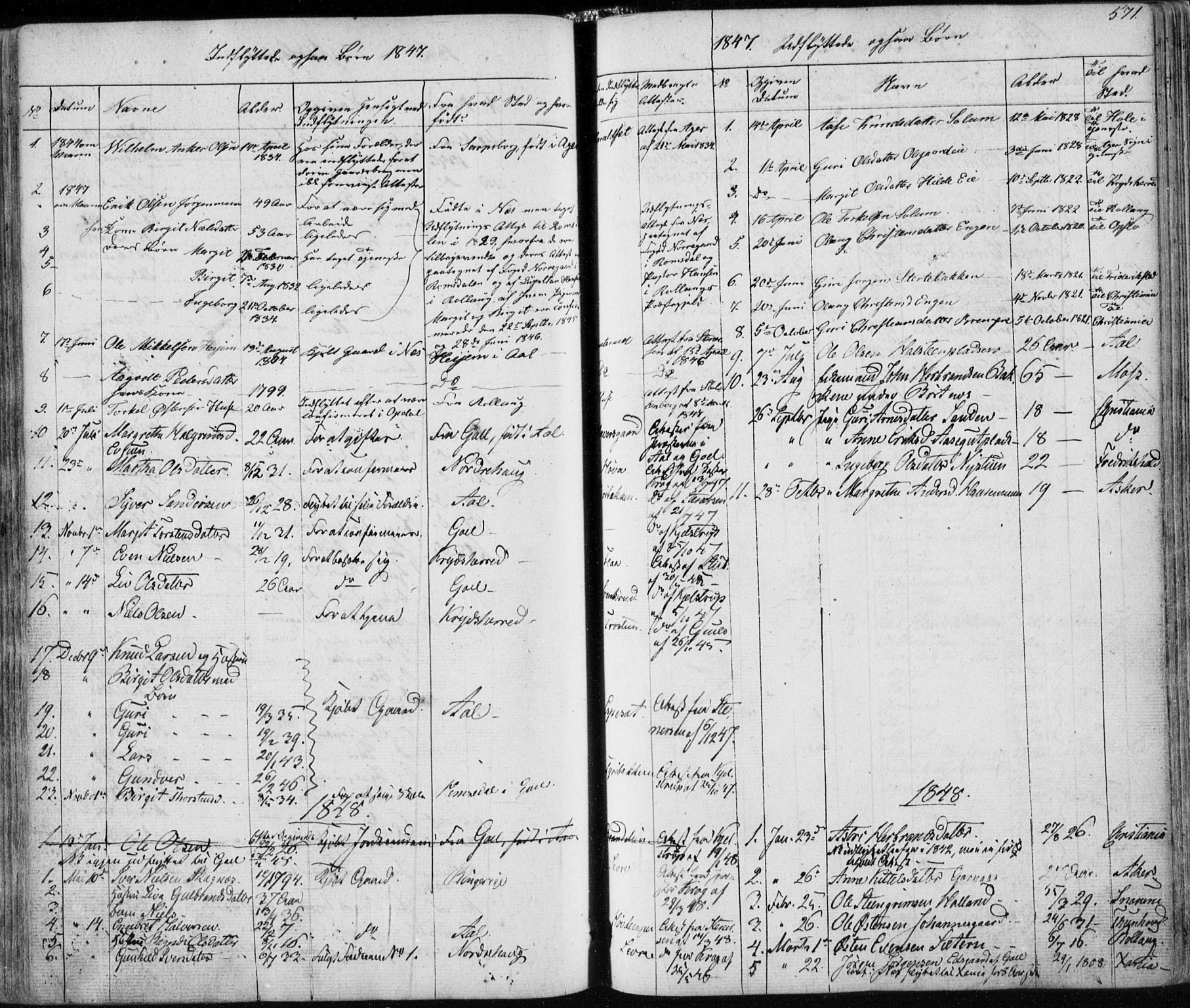 Nes kirkebøker, SAKO/A-236/F/Fa/L0009: Parish register (official) no. 9, 1834-1863, p. 571