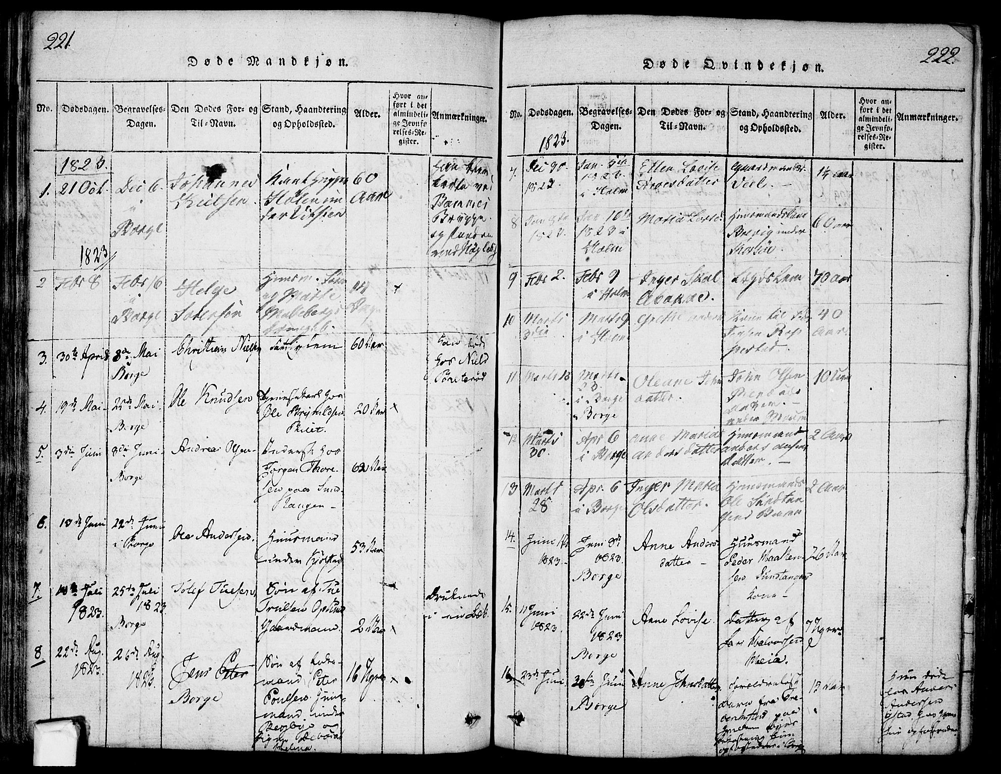 Borge prestekontor Kirkebøker, AV/SAO-A-10903/F/Fa/L0003: Parish register (official) no. I 3, 1815-1836, p. 221-222