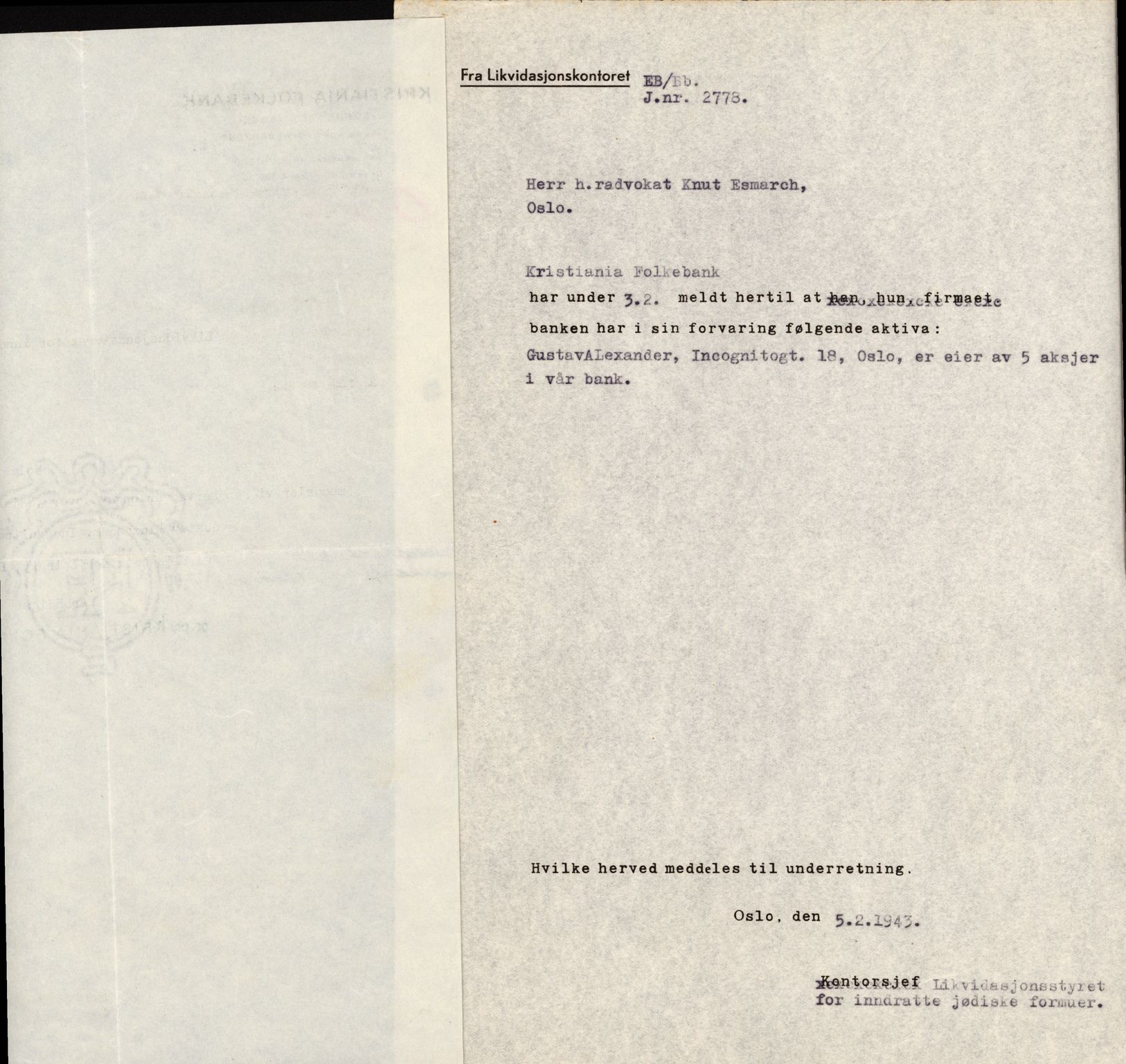 Justisdepartementet, Tilbakeføringskontoret for inndratte formuer, AV/RA-S-1564/H/Hc/Hcc/L0917: --, 1945-1947, p. 263