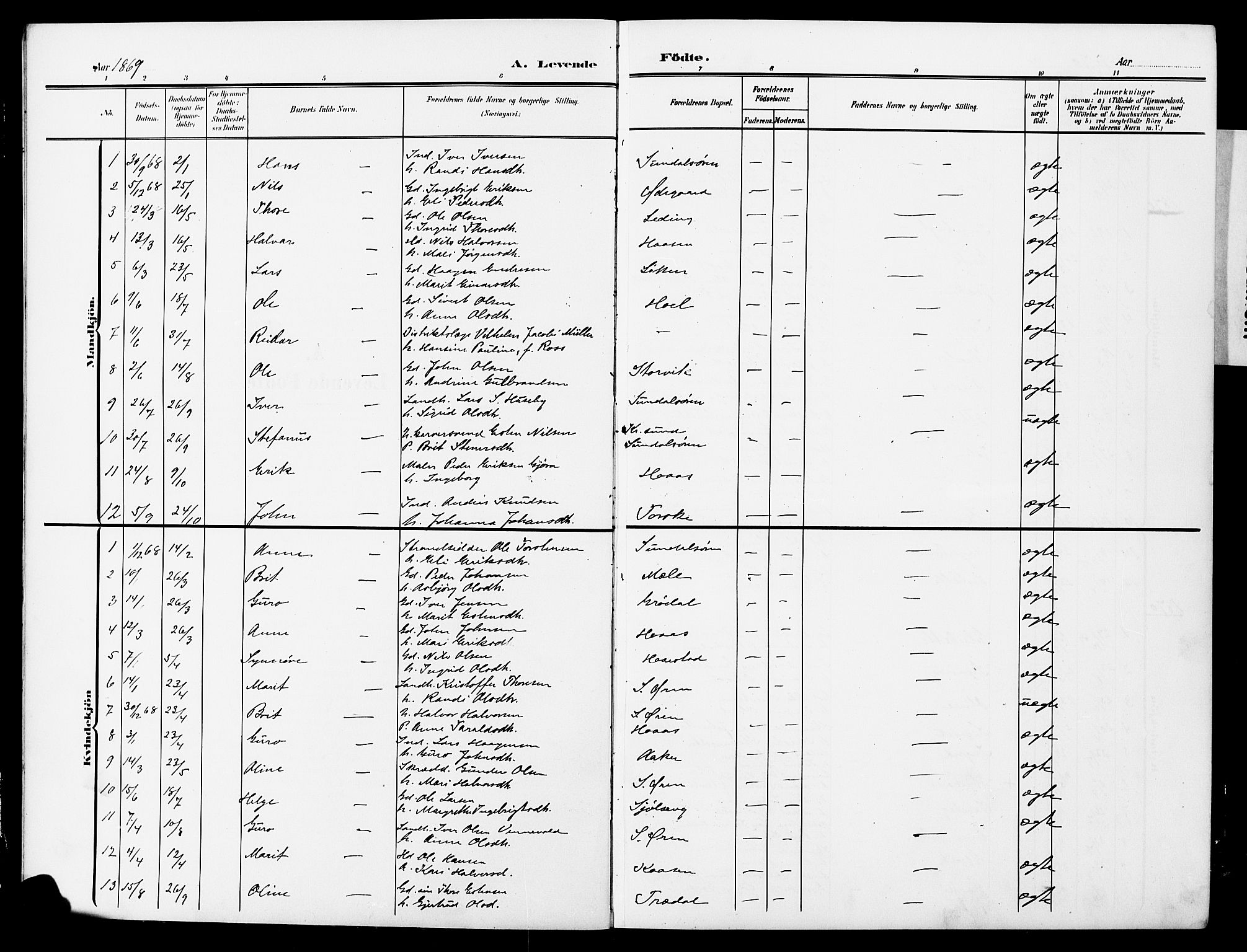 Ministerialprotokoller, klokkerbøker og fødselsregistre - Møre og Romsdal, AV/SAT-A-1454/590/L1017: Parish register (copy) no. 590C02, 1869-1931