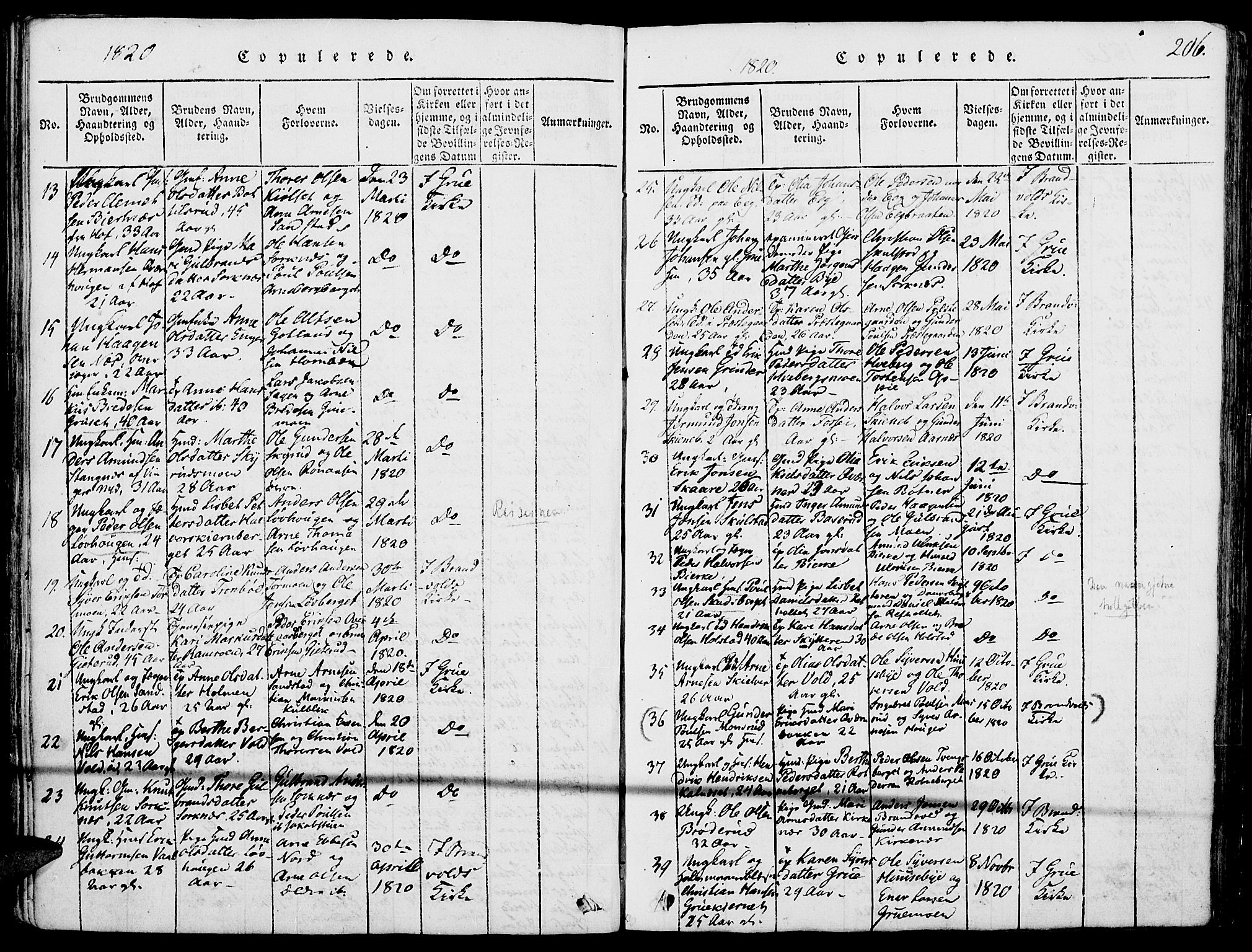 Grue prestekontor, SAH/PREST-036/H/Ha/Haa/L0006: Parish register (official) no. 6, 1814-1830, p. 206