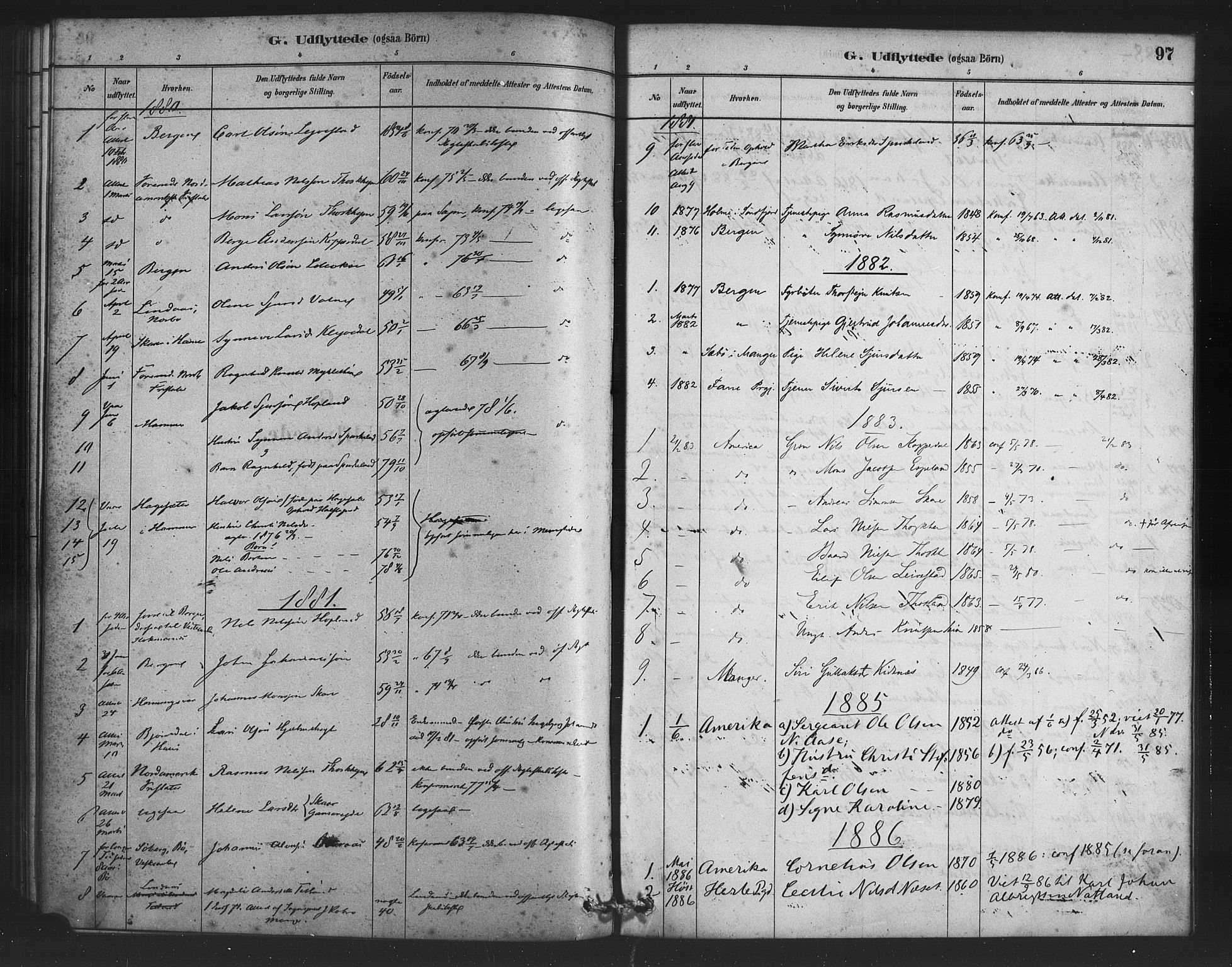 Alversund Sokneprestembete, AV/SAB-A-73901/H/Ha/Haa/Haad/L0001: Parish register (official) no. D 1, 1880-1898, p. 97