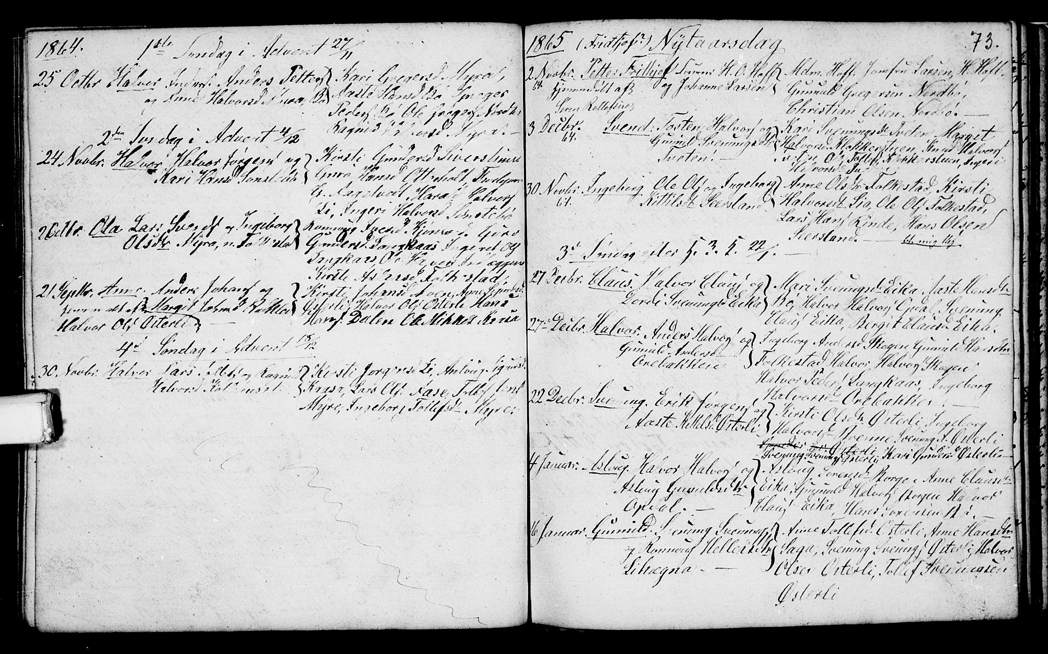 Bø kirkebøker, SAKO/A-257/G/Ga/L0002: Parish register (copy) no. 2, 1853-1866, p. 73