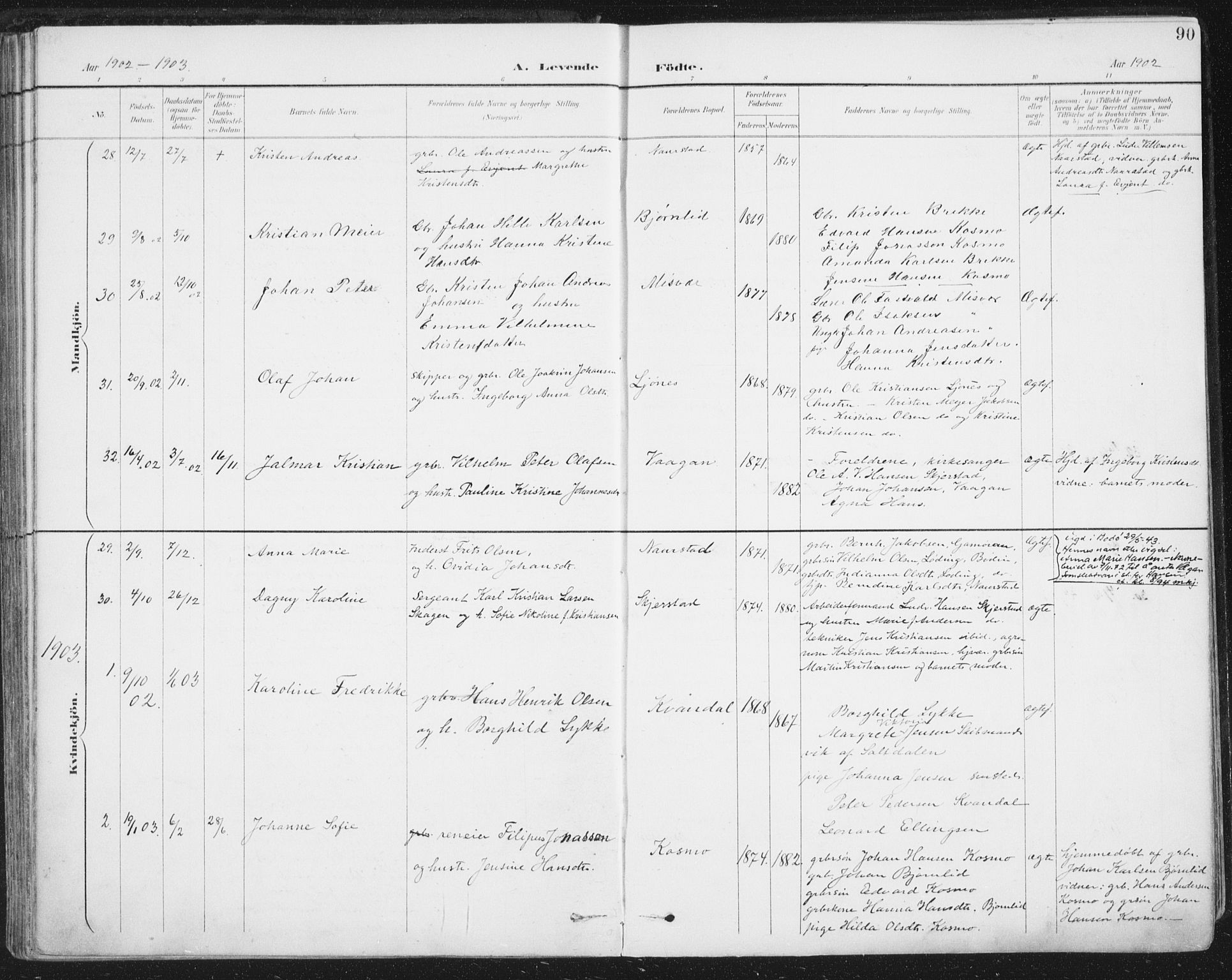 Ministerialprotokoller, klokkerbøker og fødselsregistre - Nordland, SAT/A-1459/852/L0741: Parish register (official) no. 852A11, 1894-1917, p. 90