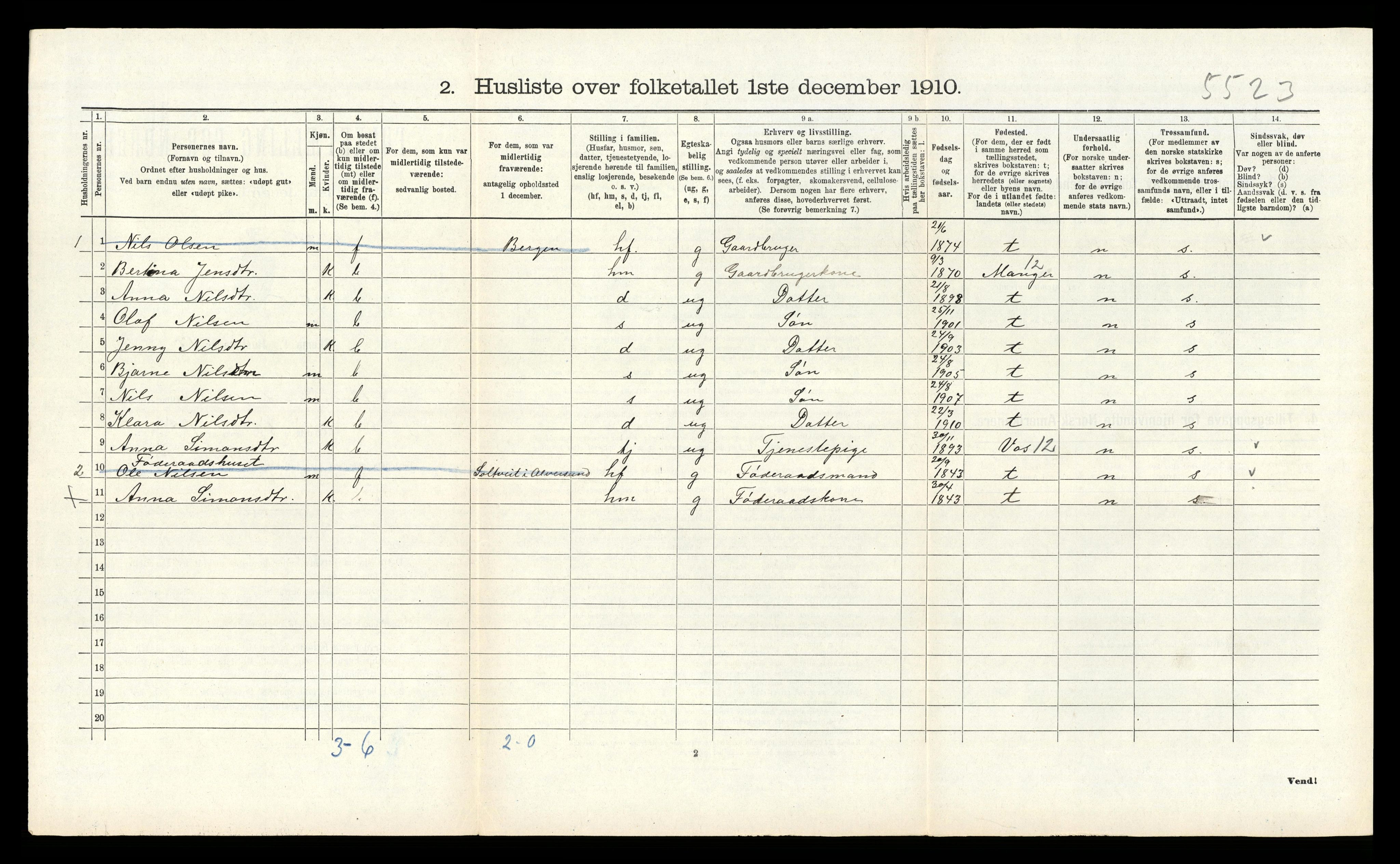 RA, 1910 census for Alversund, 1910, p. 795