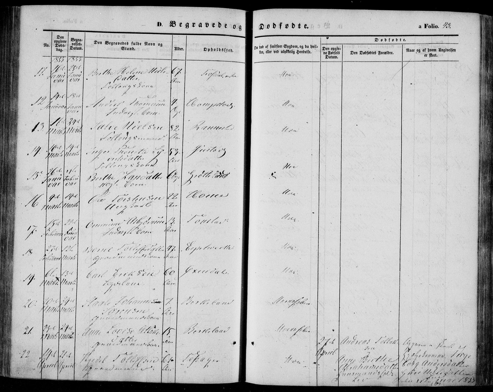 Bakke sokneprestkontor, AV/SAK-1111-0002/F/Fa/Faa/L0005: Parish register (official) no. A 5, 1847-1855, p. 43