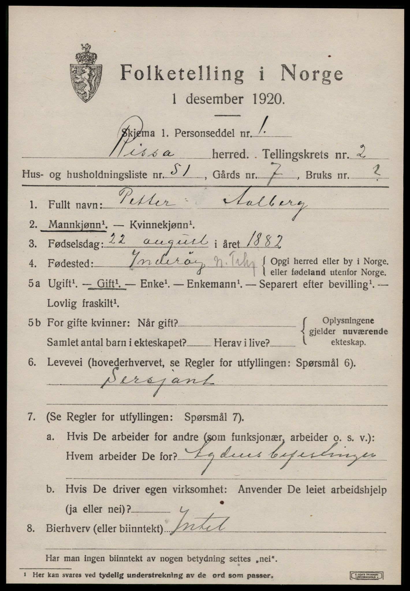 SAT, 1920 census for Rissa, 1920, p. 2297