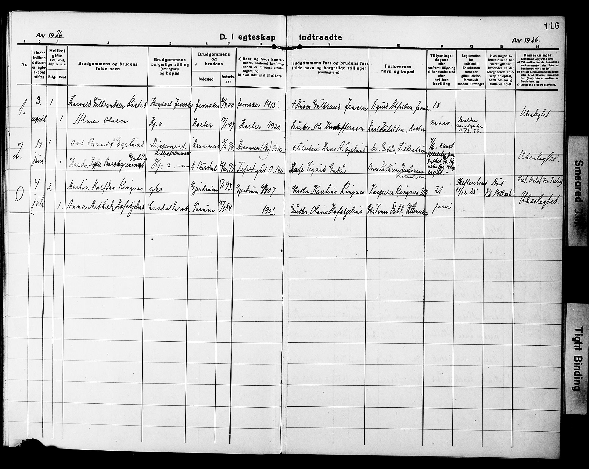 Nannestad prestekontor Kirkebøker, AV/SAO-A-10414a/G/Gb/L0002: Parish register (copy) no. II 2, 1918-1929, p. 116