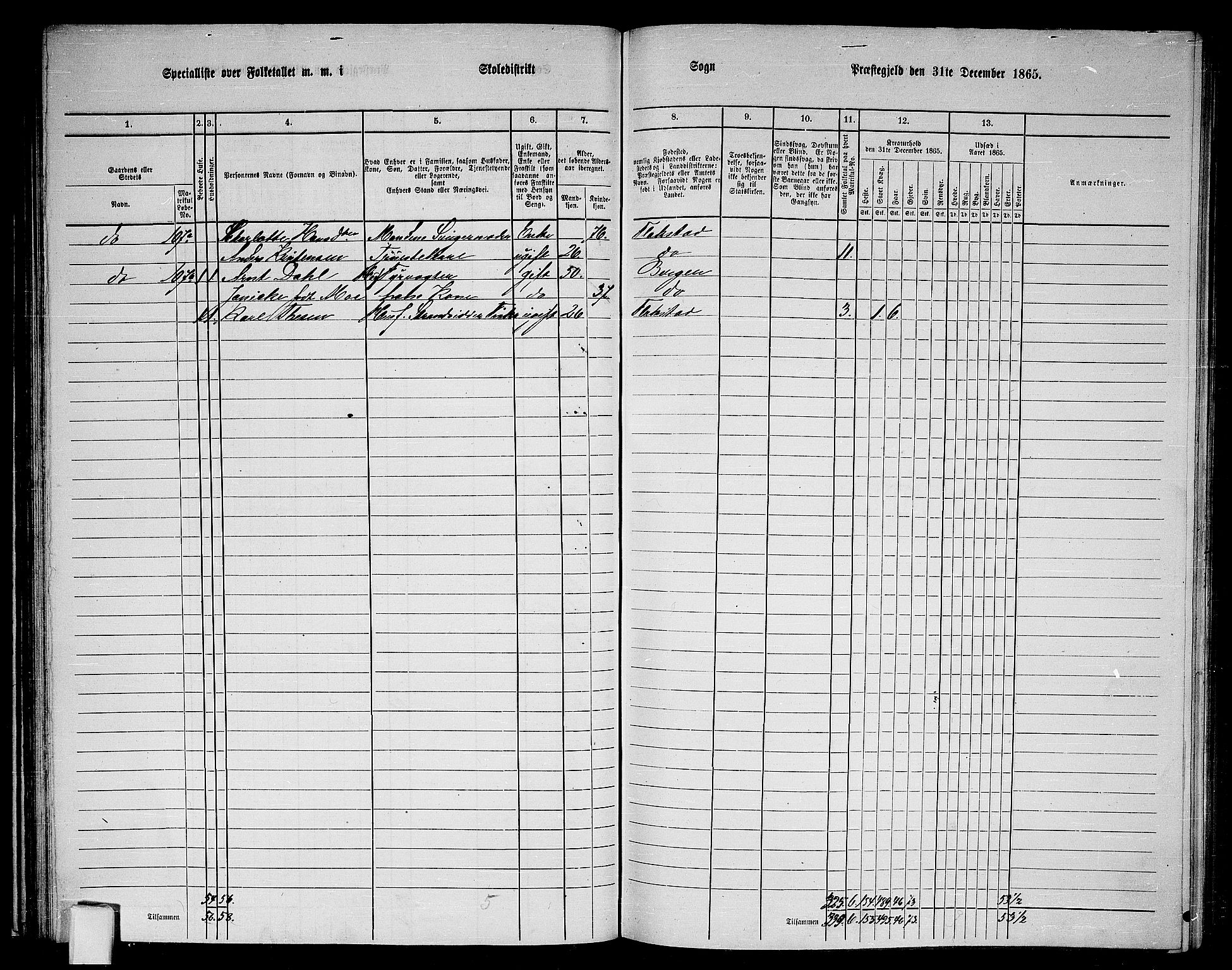 RA, 1865 census for Flakstad, 1865, p. 16