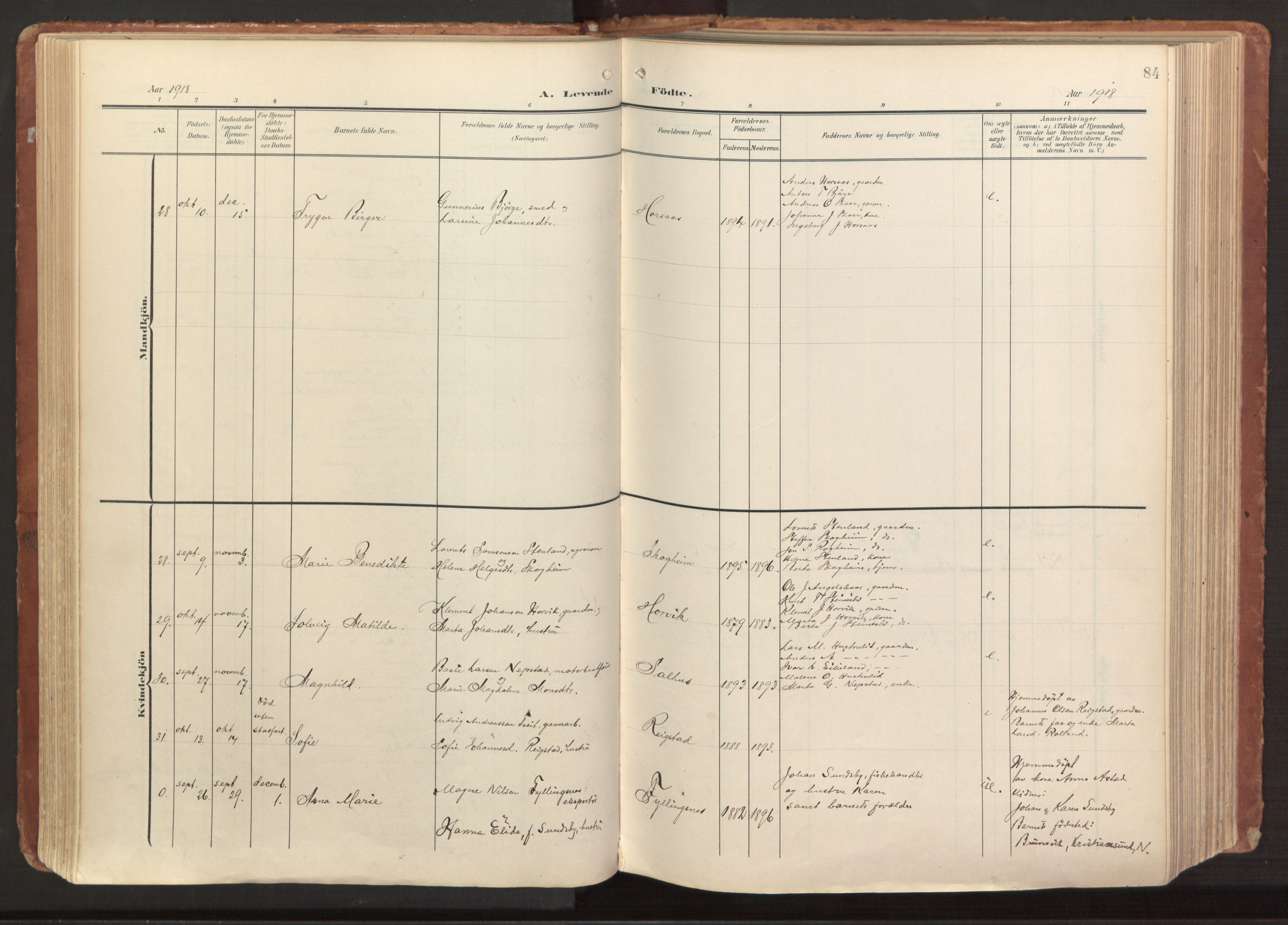 Hamre sokneprestembete, AV/SAB-A-75501/H/Ha/Haa/Haab/L0002: Parish register (official) no. B 2, 1905-1924, p. 84