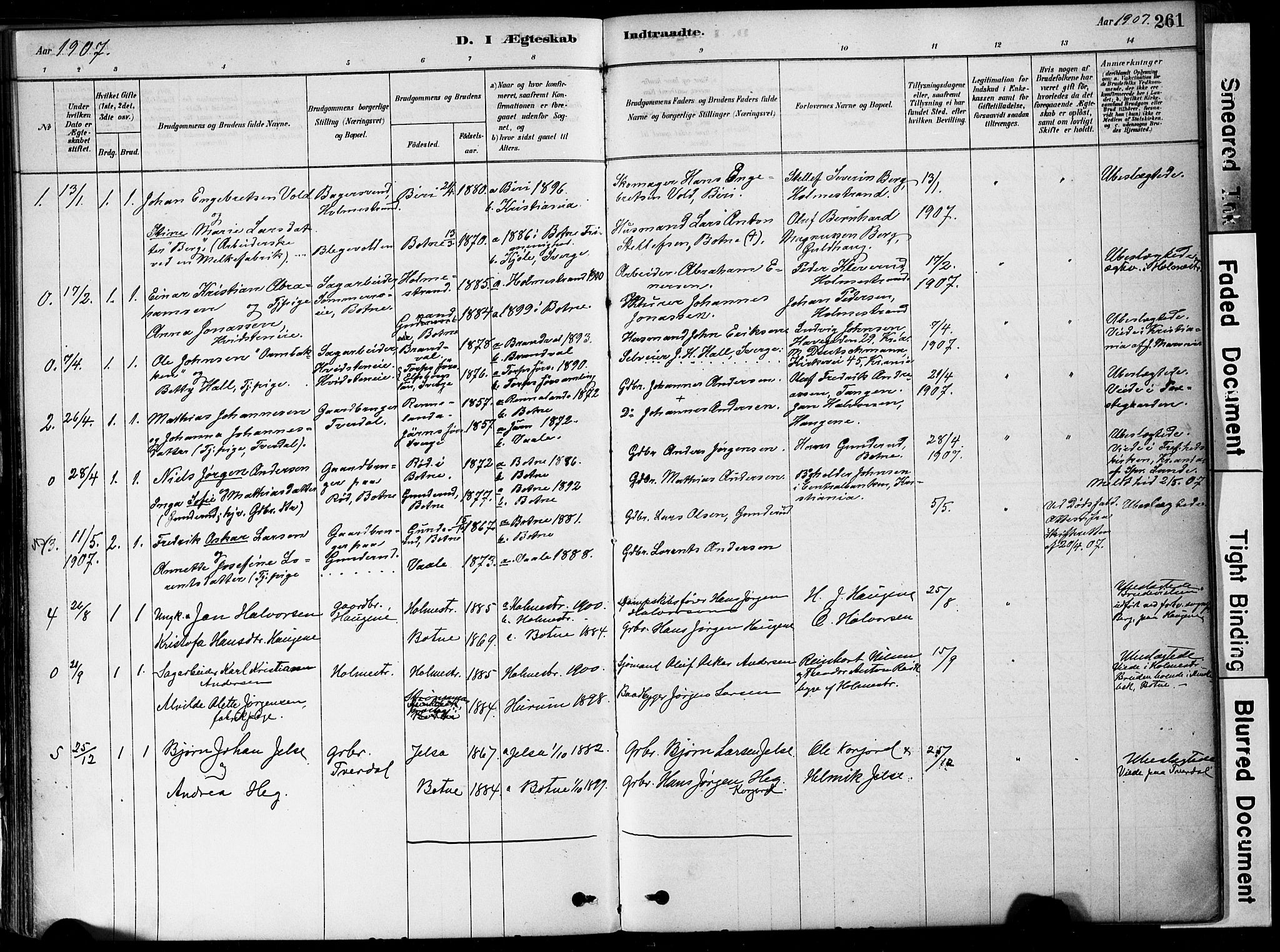 Botne kirkebøker, SAKO/A-340/F/Fa/L0007: Parish register (official) no. I 7, 1878-1910, p. 261