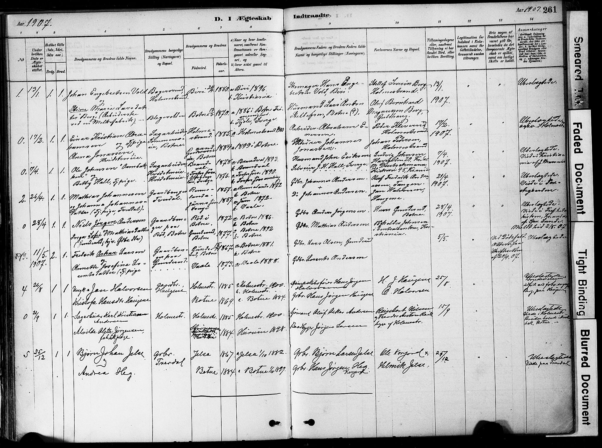 Botne kirkebøker, AV/SAKO-A-340/F/Fa/L0007: Parish register (official) no. I 7, 1878-1910, p. 261