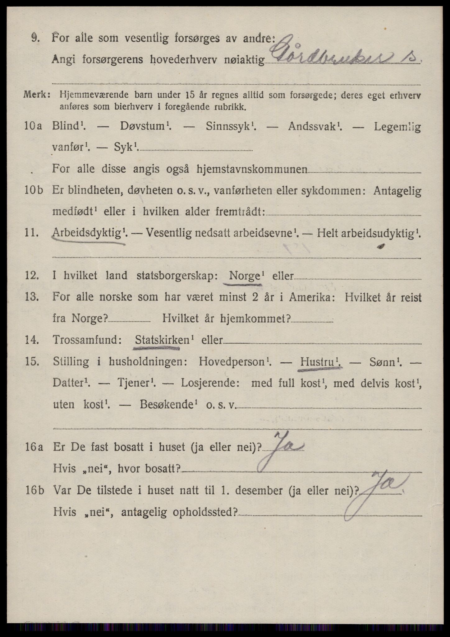 SAT, 1920 census for Borgund, 1920, p. 13815