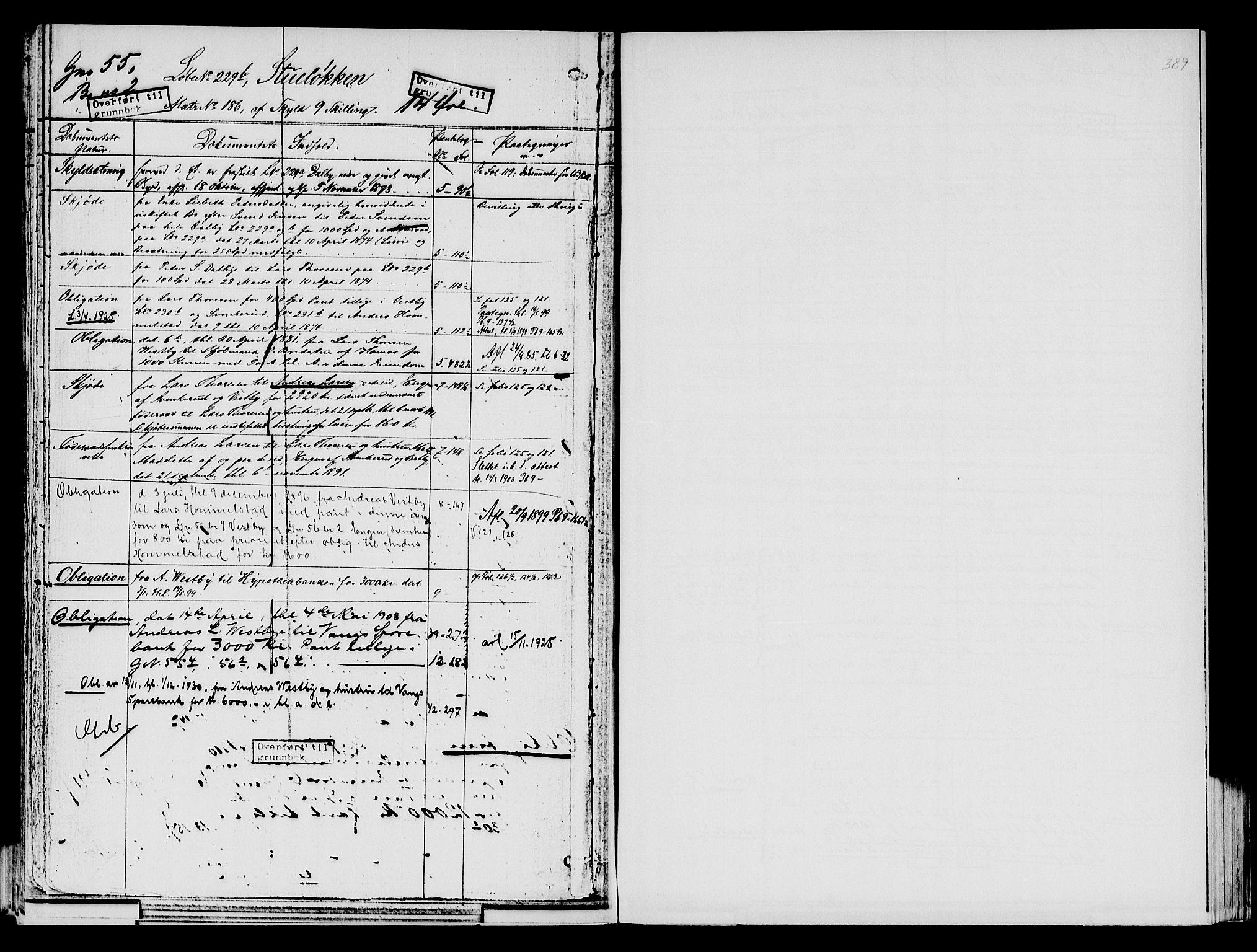 Nord-Hedmark sorenskriveri, SAH/TING-012/H/Ha/Had/Hade/L0001B: Mortgage register no. 4.1b, 1871-1940, p. 389