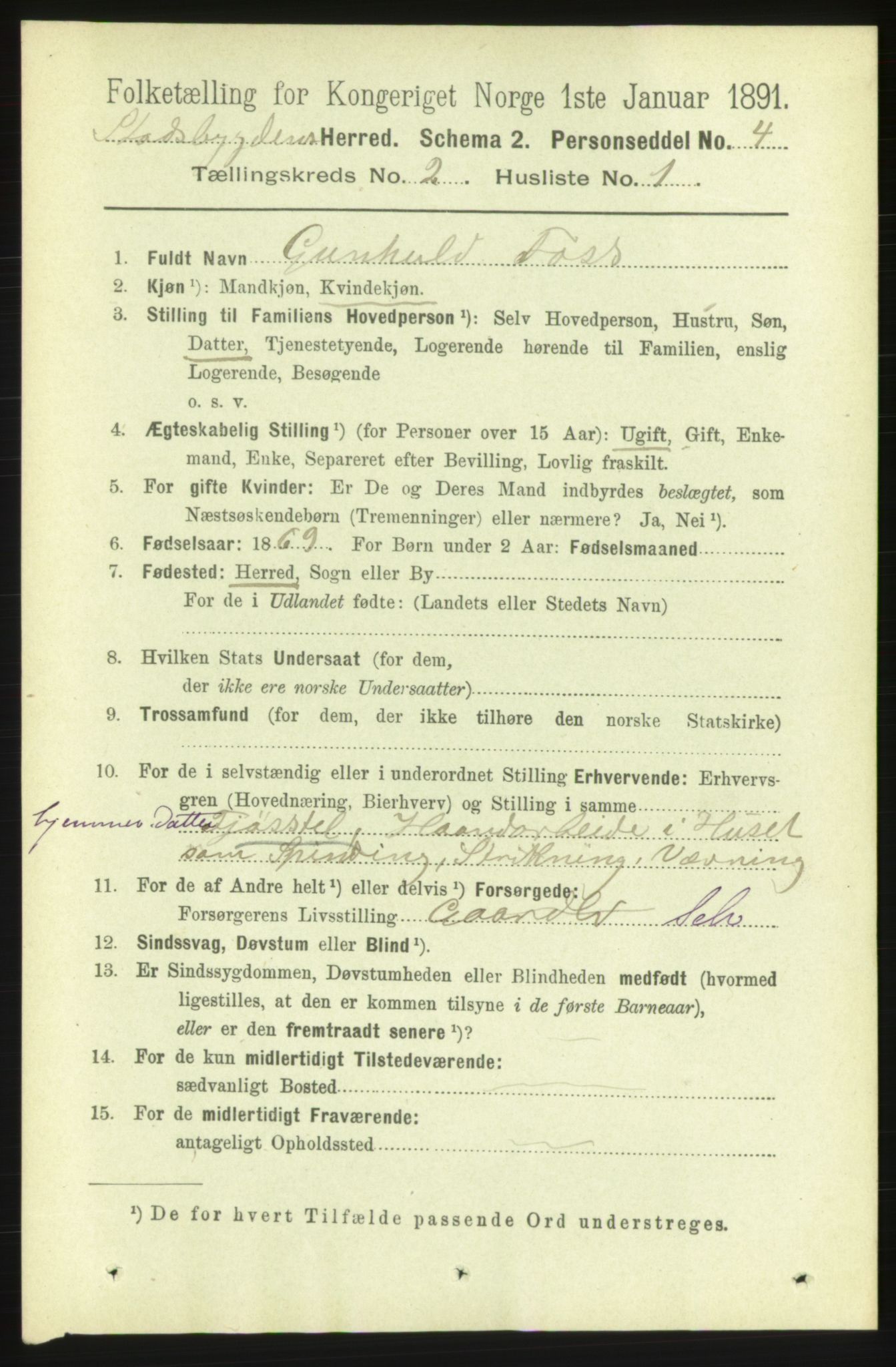 RA, 1891 census for 1625 Stadsbygd, 1891, p. 781