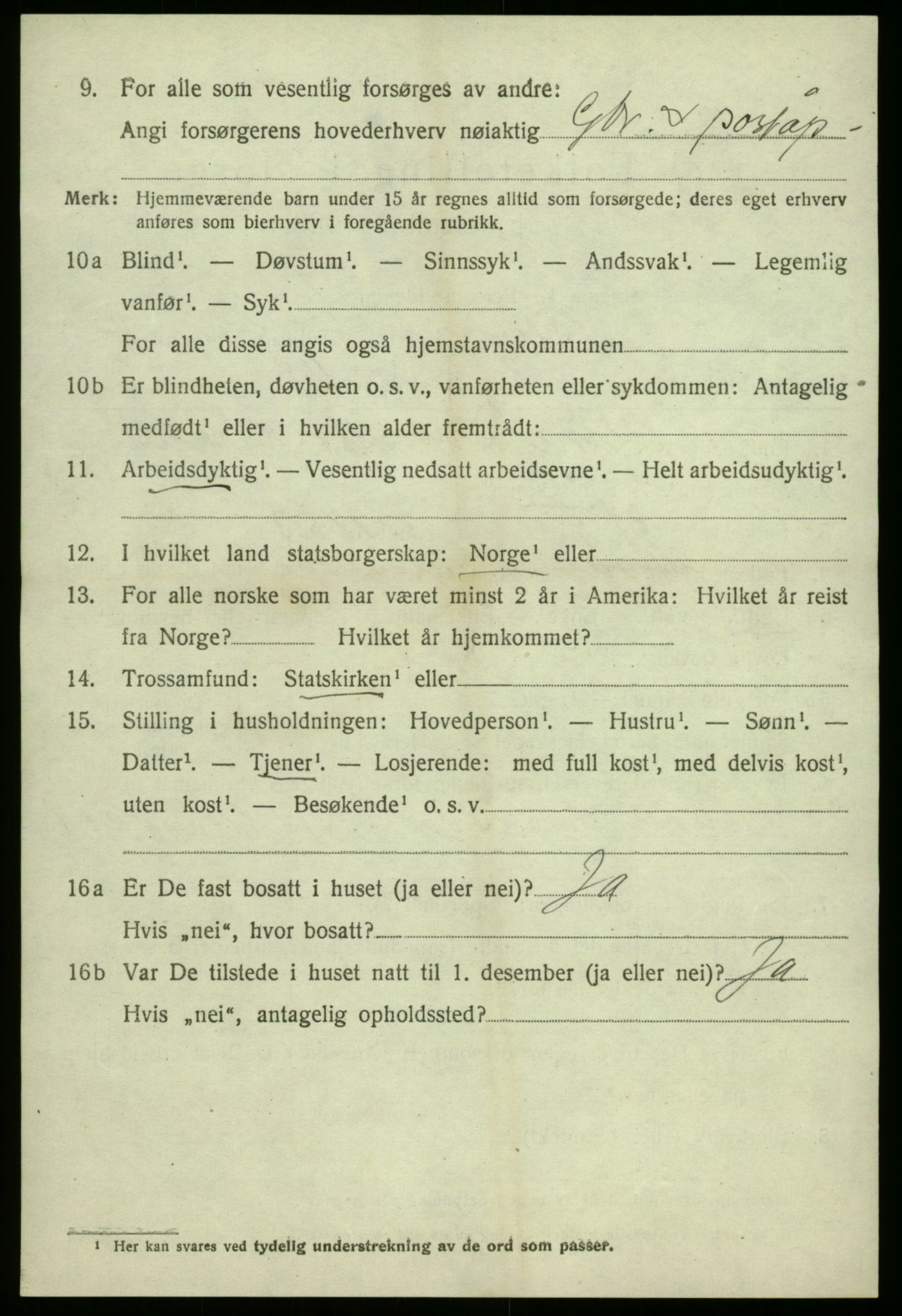 SAB, 1920 census for Solund, 1920, p. 3243