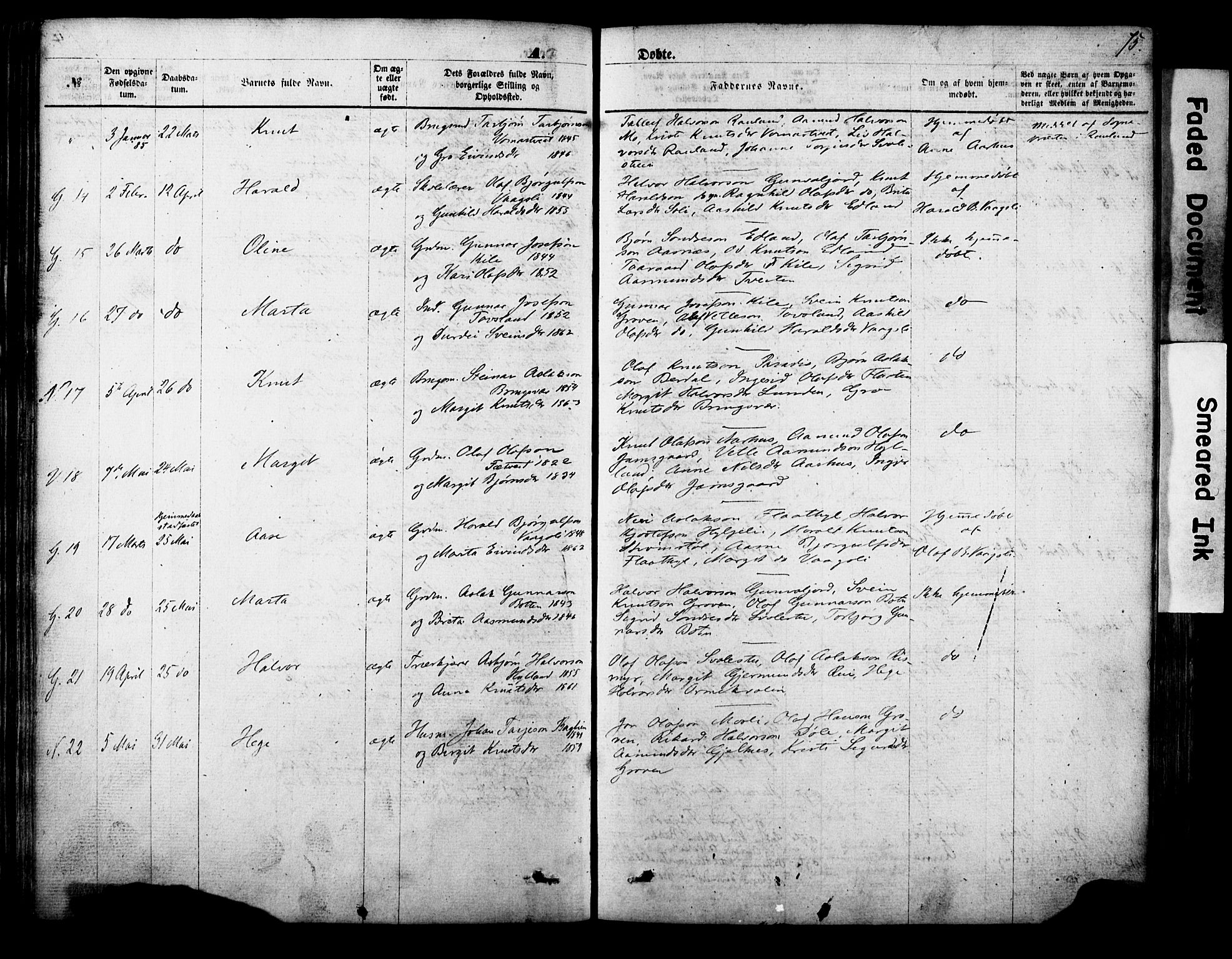 Vinje kirkebøker, SAKO/A-312/F/Fa/L0005: Parish register (official) no. I 5, 1870-1886, p. 75