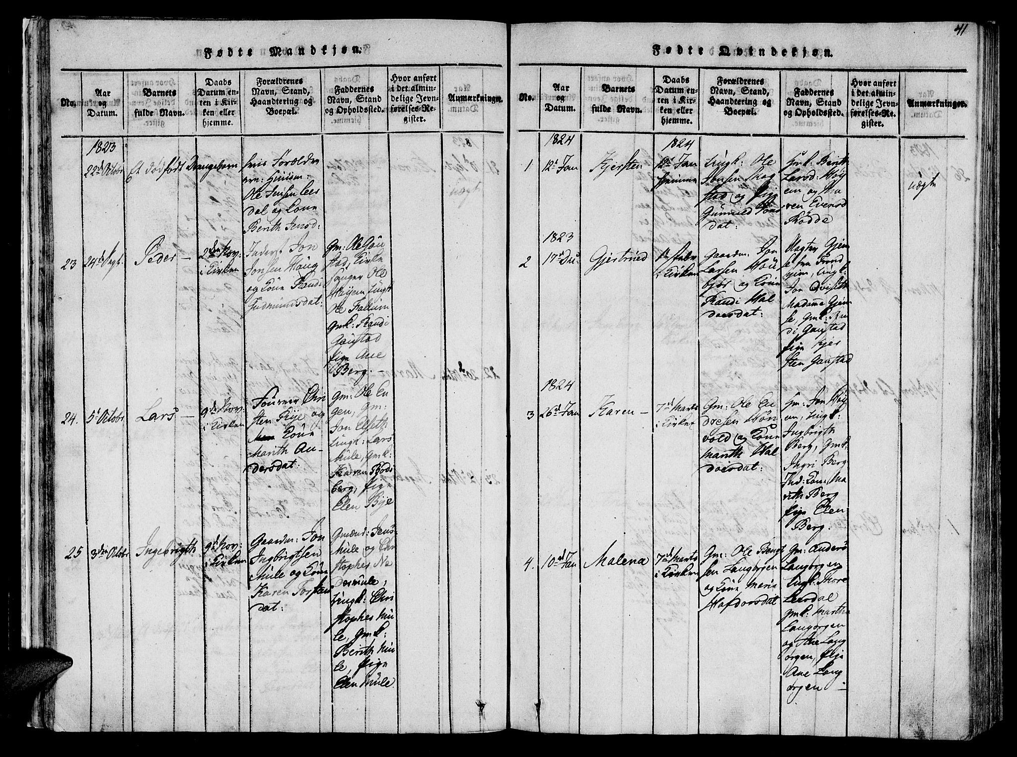 Ministerialprotokoller, klokkerbøker og fødselsregistre - Sør-Trøndelag, SAT/A-1456/612/L0372: Parish register (official) no. 612A06 /1, 1816-1828, p. 41