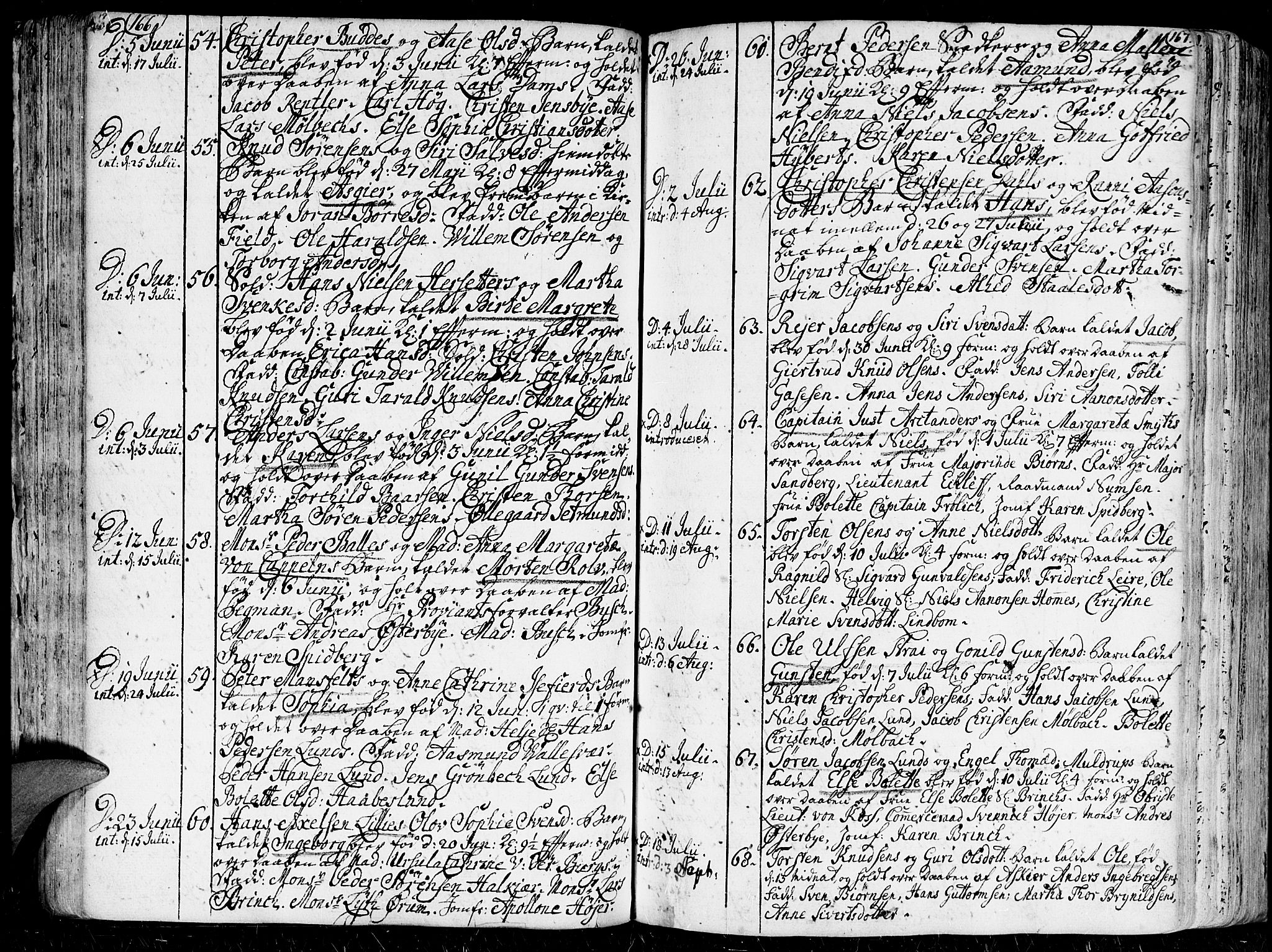 Kristiansand domprosti, AV/SAK-1112-0006/F/Fa/L0001: Parish register (official) no. A 1, 1734-1793, p. 166-167
