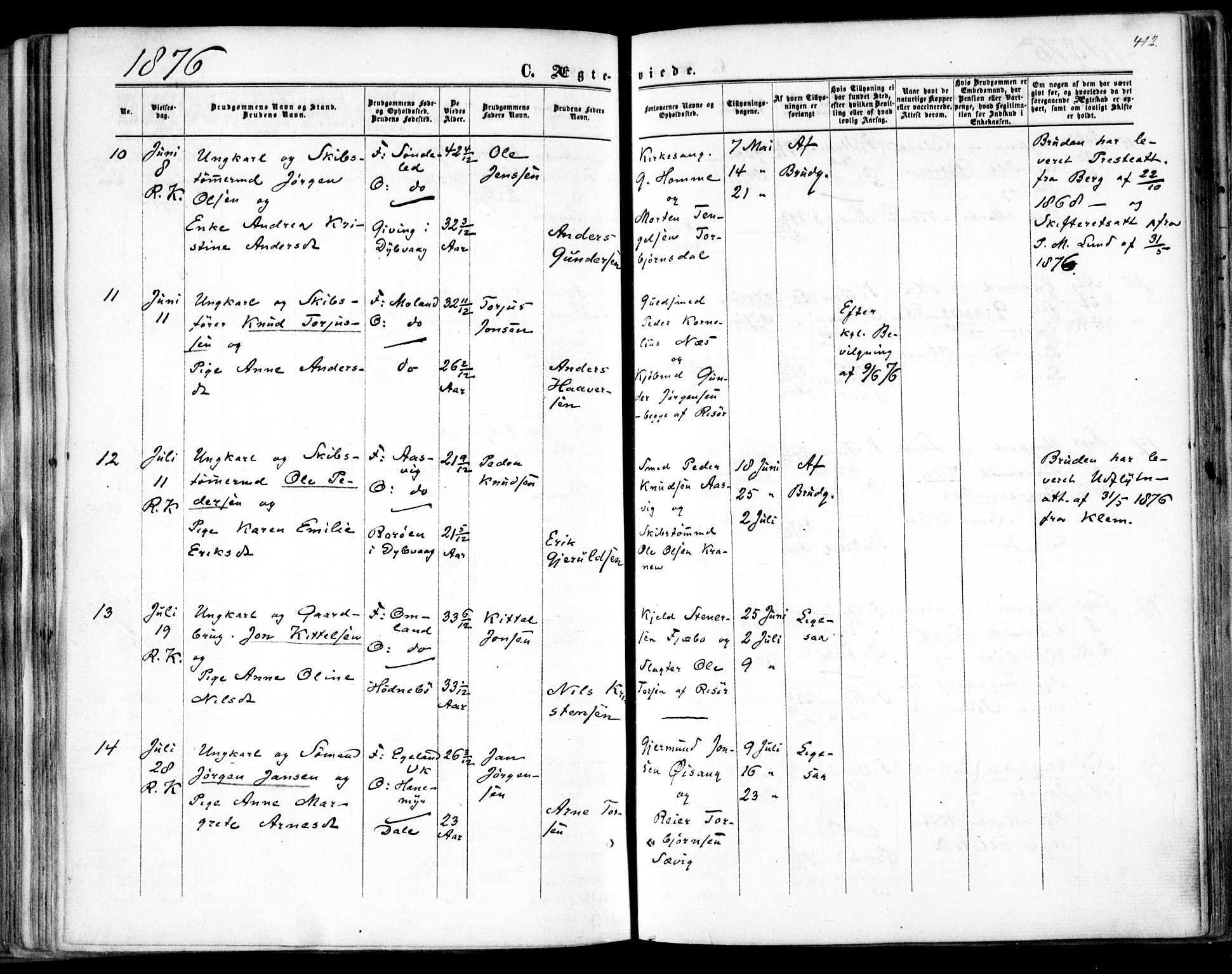 Søndeled sokneprestkontor, AV/SAK-1111-0038/F/Fa/L0003: Parish register (official) no. A 3, 1861-1879, p. 412