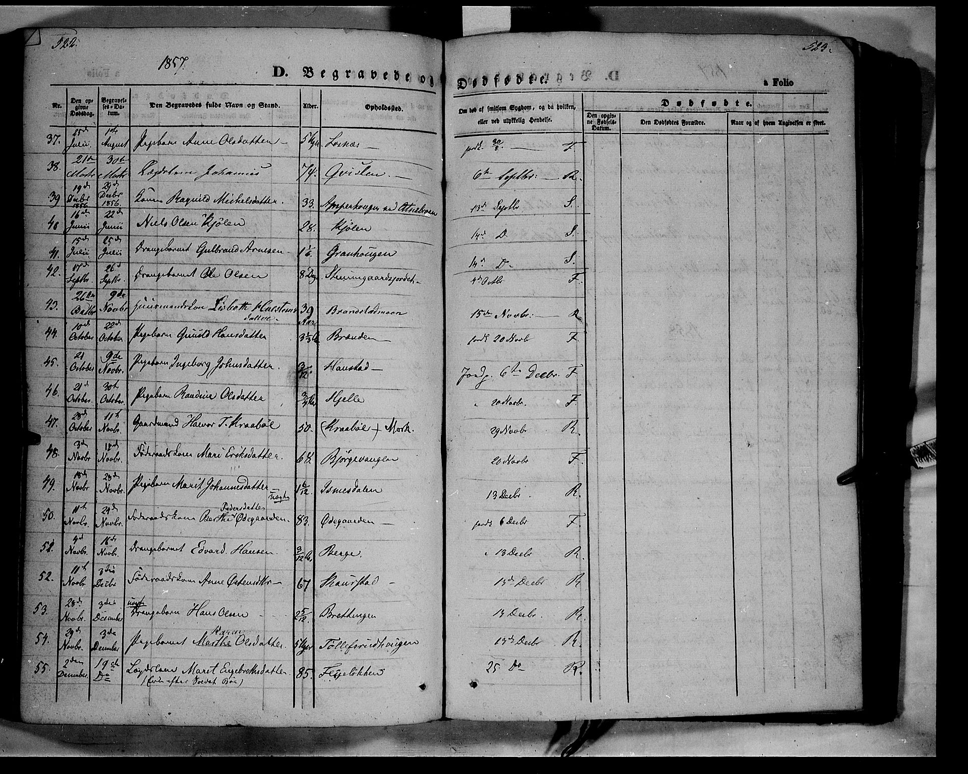 Ringebu prestekontor, SAH/PREST-082/H/Ha/Haa/L0006: Parish register (official) no. 6, 1848-1859, p. 522-523