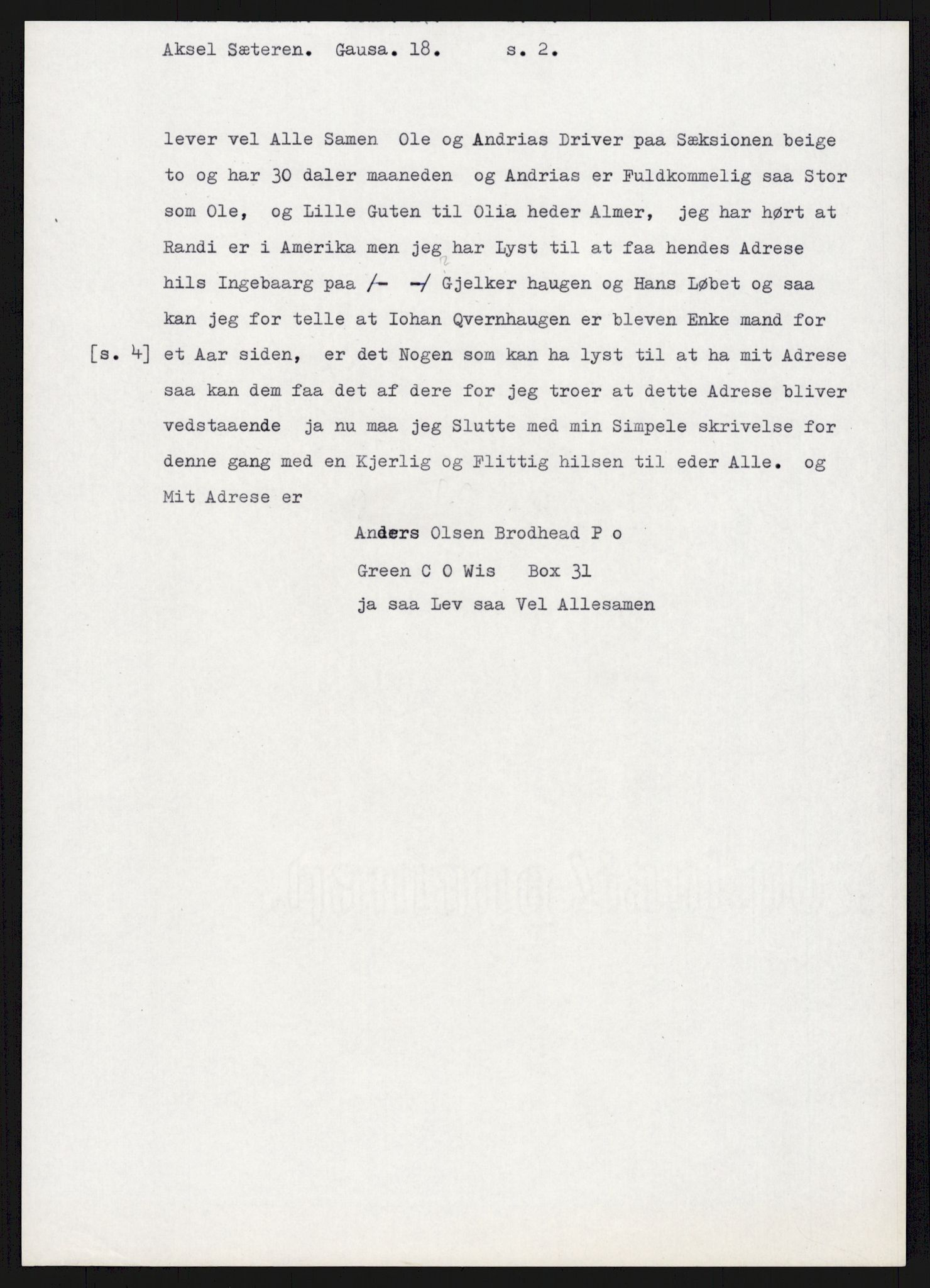 Samlinger til kildeutgivelse, Amerikabrevene, AV/RA-EA-4057/F/L0015: Innlån fra Oppland: Sæteren - Vigerust, 1838-1914, p. 137