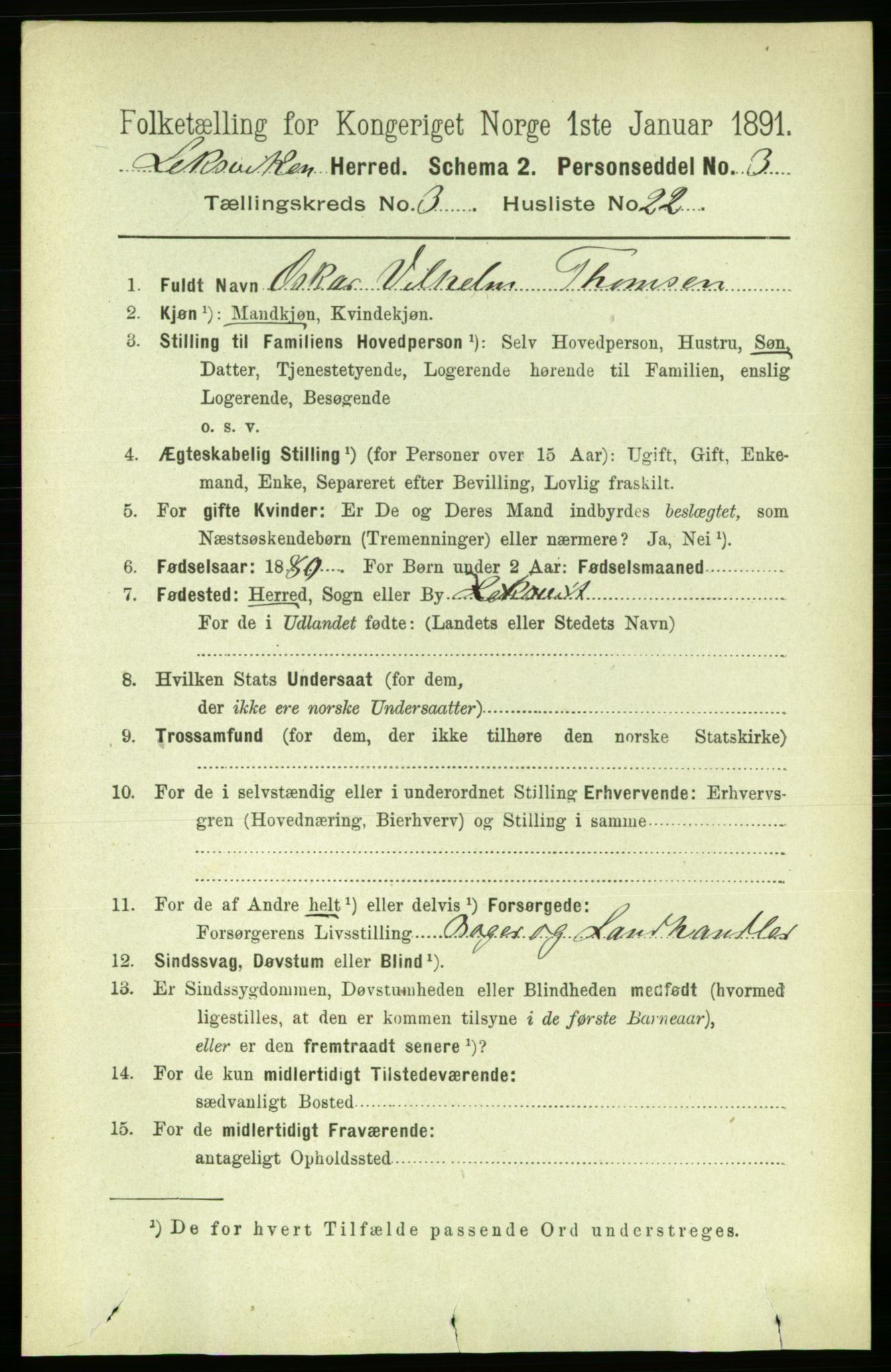 RA, 1891 census for 1718 Leksvik, 1891, p. 1325