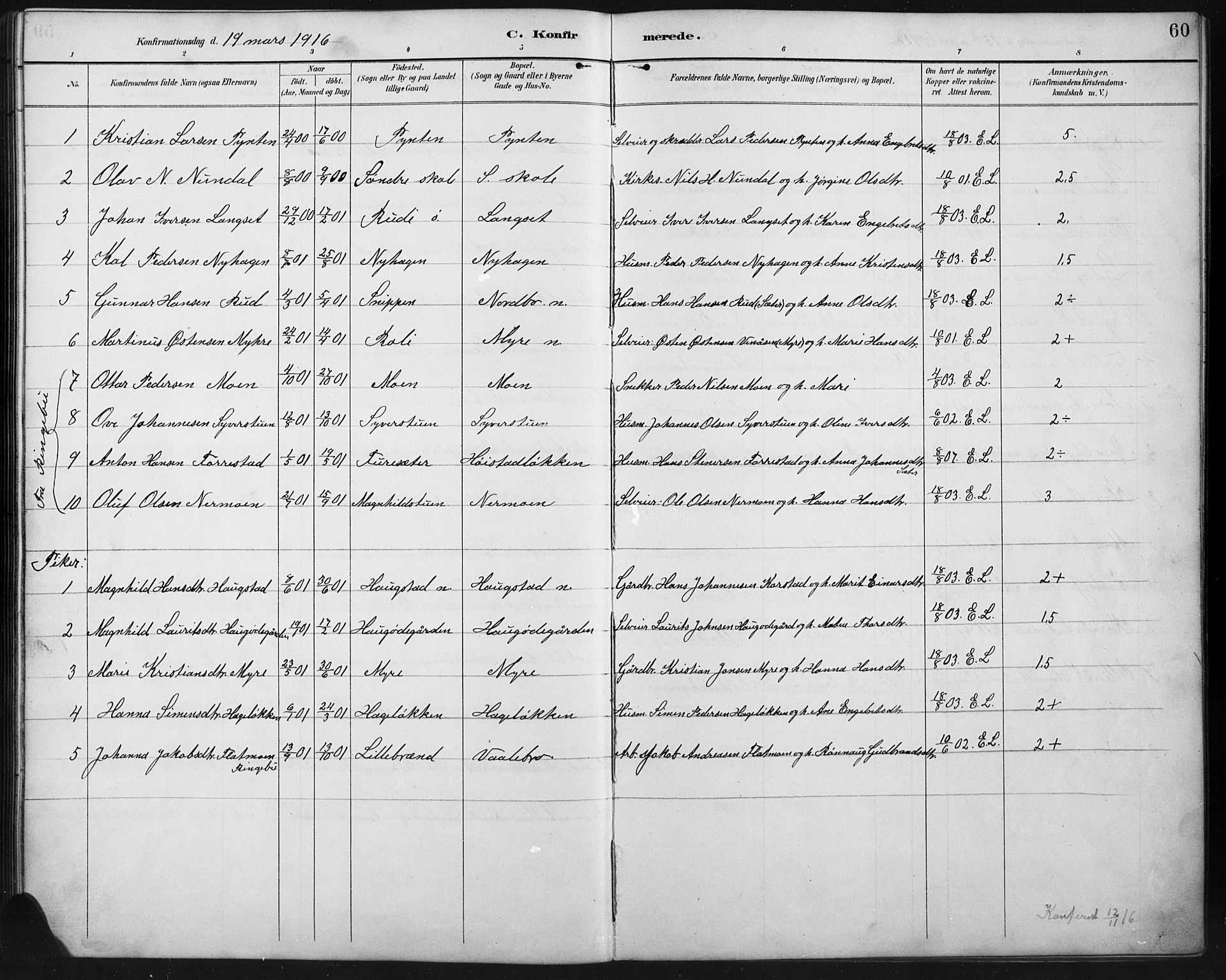 Ringebu prestekontor, SAH/PREST-082/H/Ha/Hab/L0008: Parish register (copy) no. 8, 1890-1922, p. 60