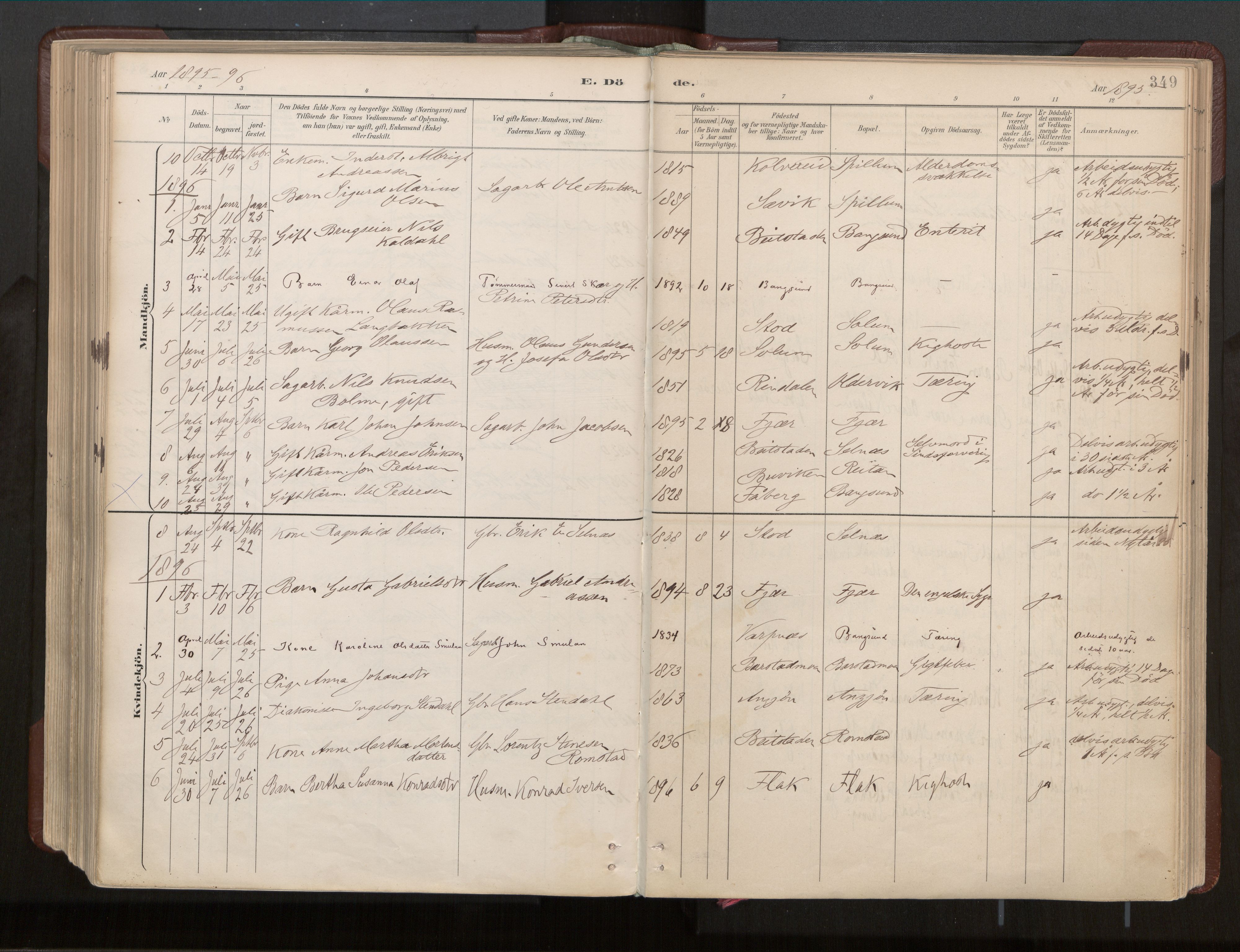 Ministerialprotokoller, klokkerbøker og fødselsregistre - Nord-Trøndelag, SAT/A-1458/770/L0589: Parish register (official) no. 770A03, 1887-1929, p. 349