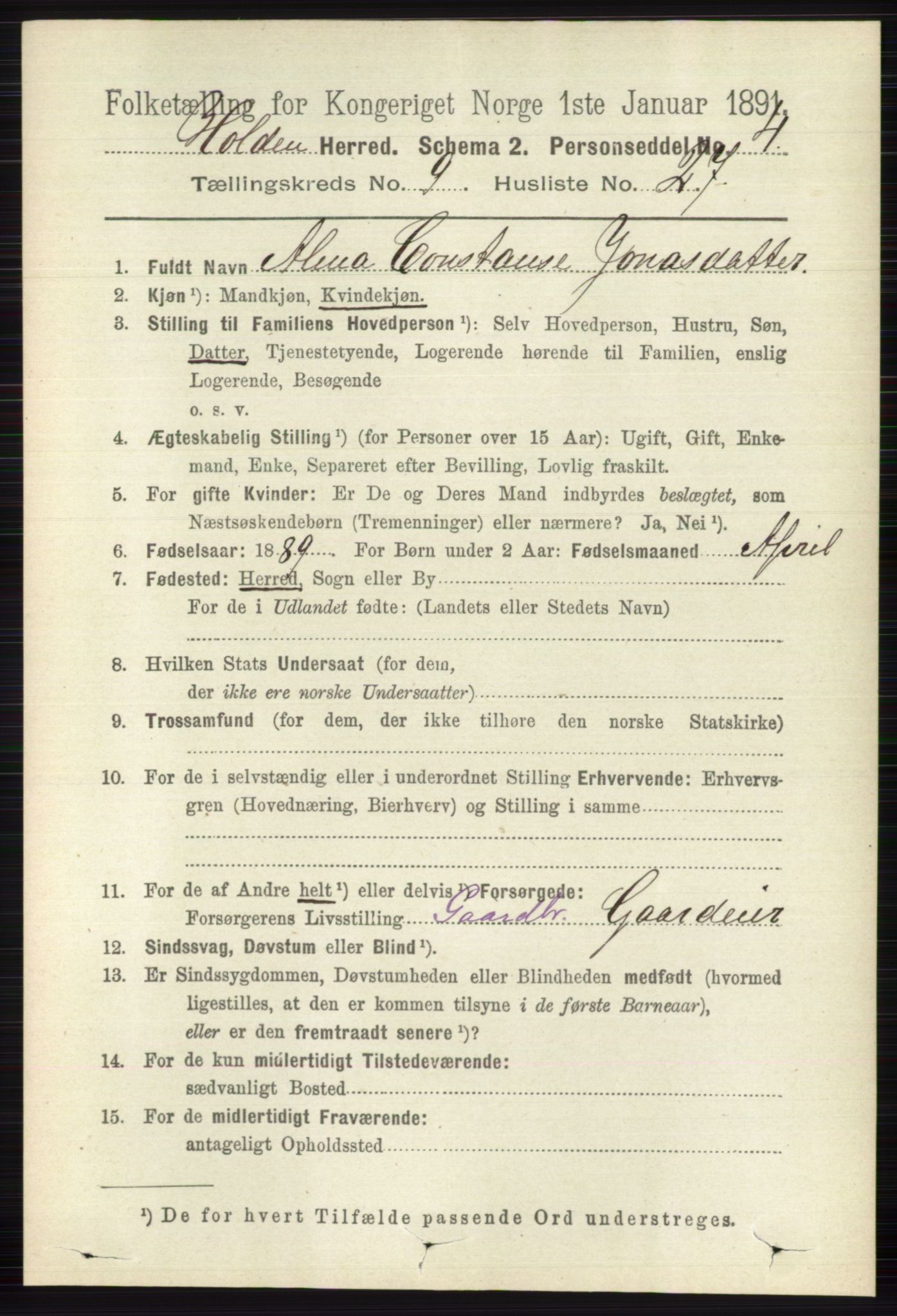 RA, 1891 census for 0819 Holla, 1891, p. 4210