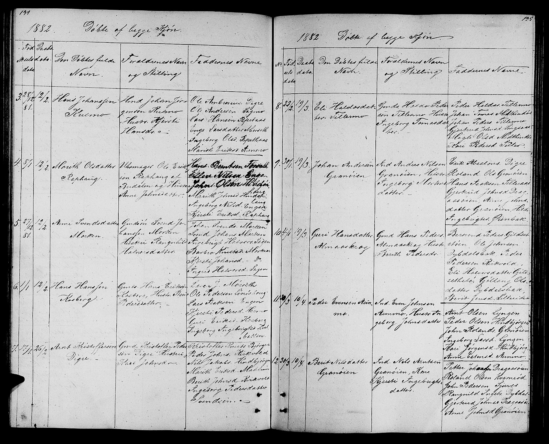 Ministerialprotokoller, klokkerbøker og fødselsregistre - Sør-Trøndelag, AV/SAT-A-1456/688/L1027: Parish register (copy) no. 688C02, 1861-1889, p. 134-135