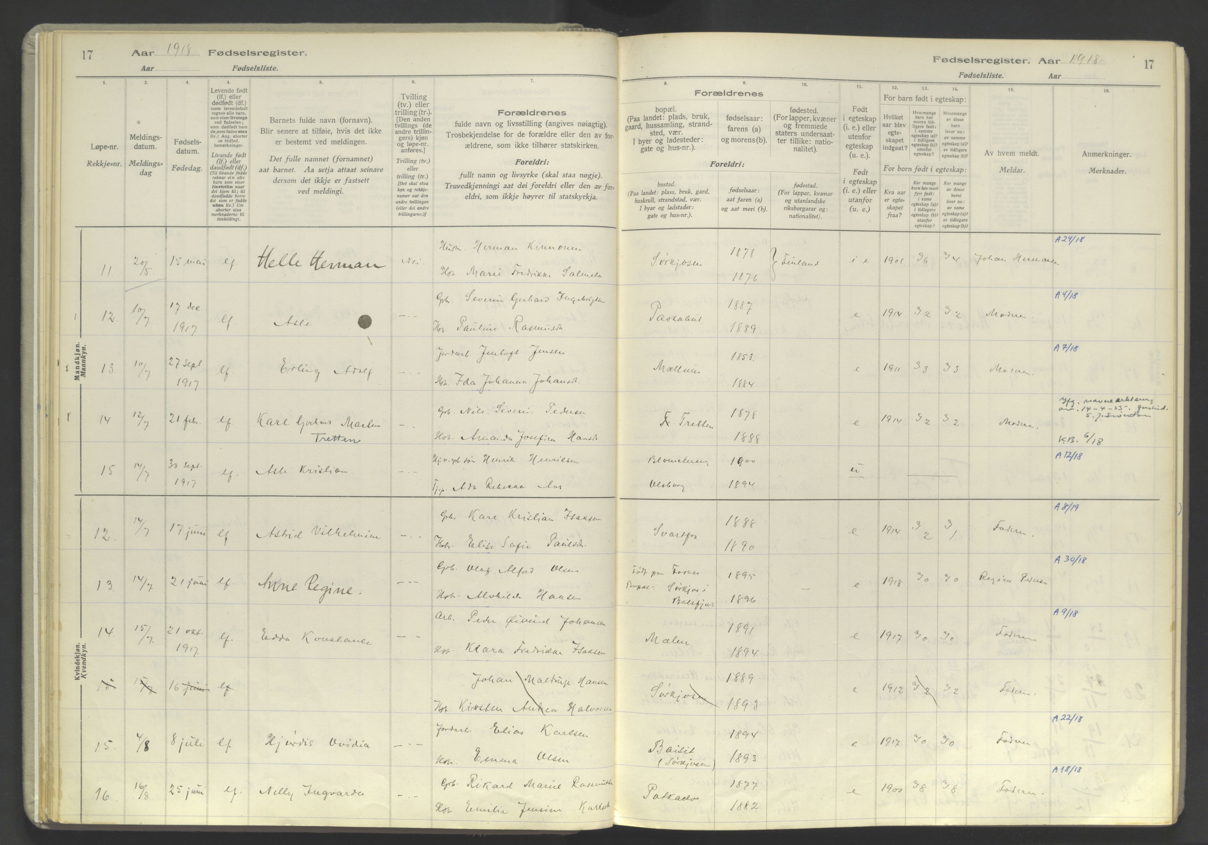 Skjervøy sokneprestkontor, AV/SATØ-S-1300/I/Ia/L0060: Birth register no. 60, 1916-1947, p. 17