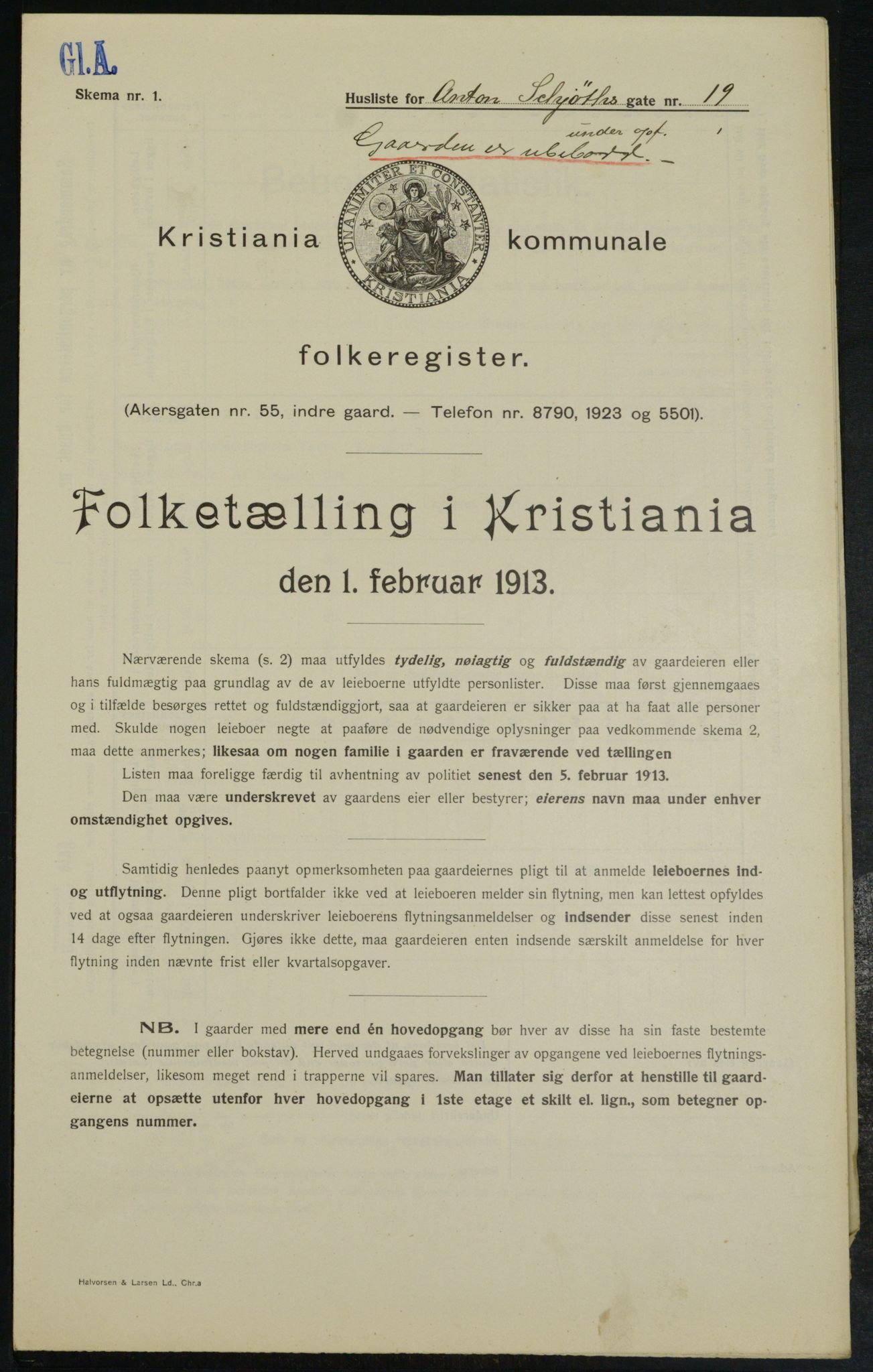 OBA, Municipal Census 1913 for Kristiania, 1913, p. 1311