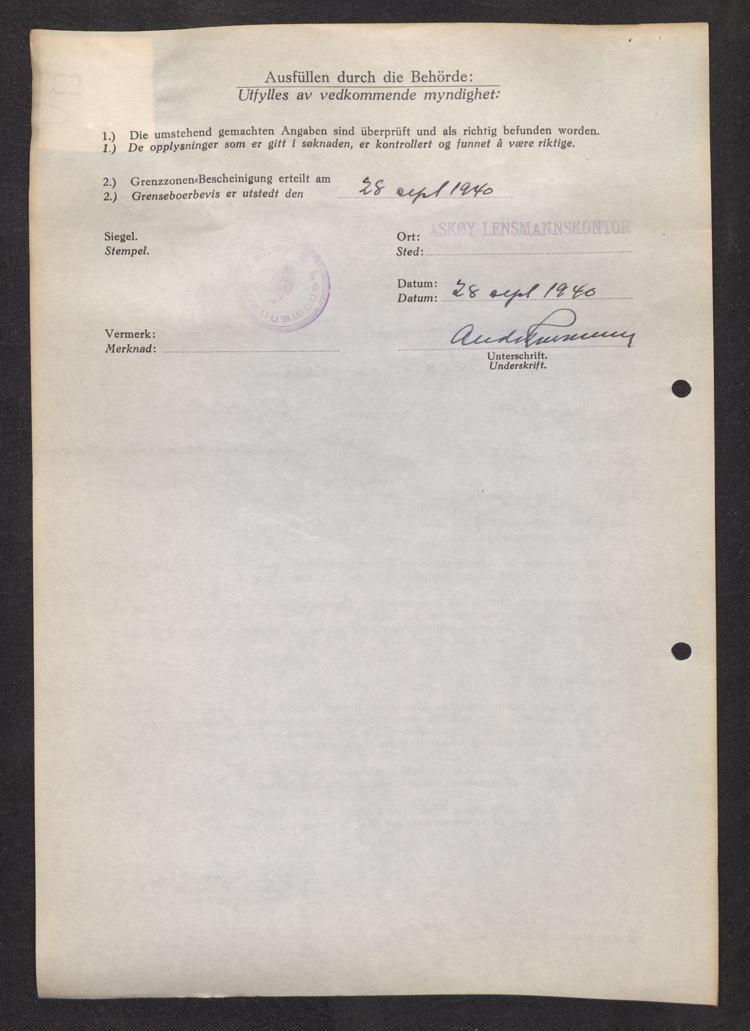 Lensmannen i Askøy, SAB/A-31001/0026/L0003: Søknader om grensebuarbevis 1 - 425, 1940, p. 495