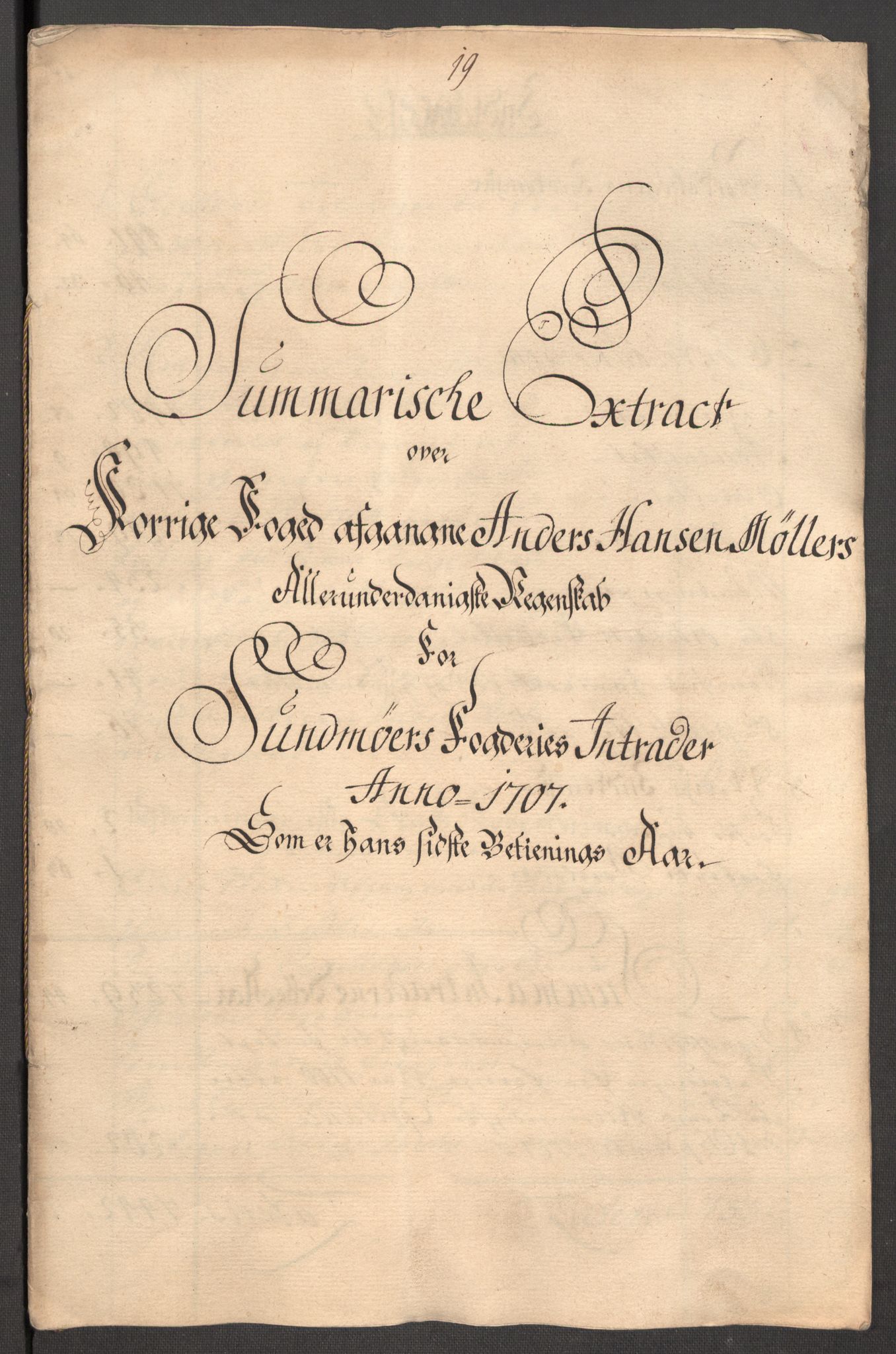 Rentekammeret inntil 1814, Reviderte regnskaper, Fogderegnskap, RA/EA-4092/R54/L3561: Fogderegnskap Sunnmøre, 1706-1707, p. 186